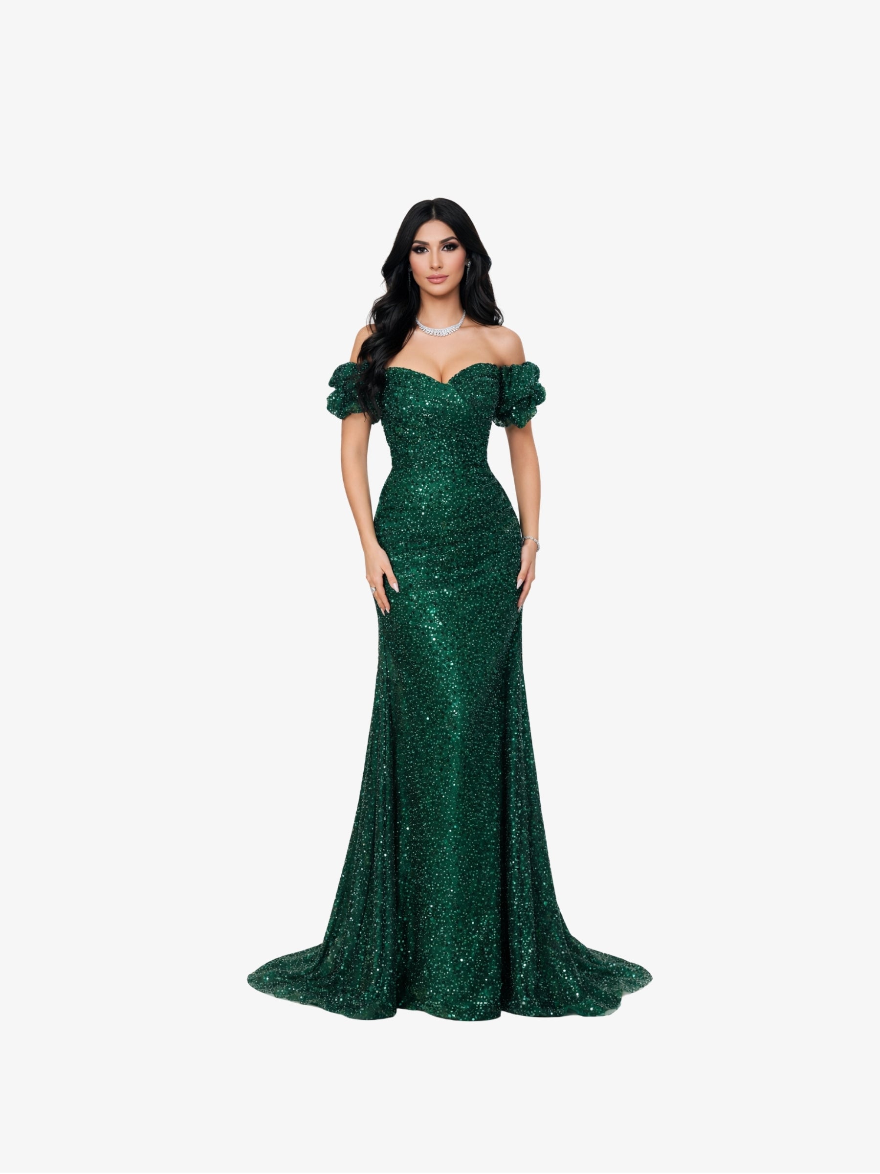 Rochie cu Trena Lunga “Viktorian”, Verde