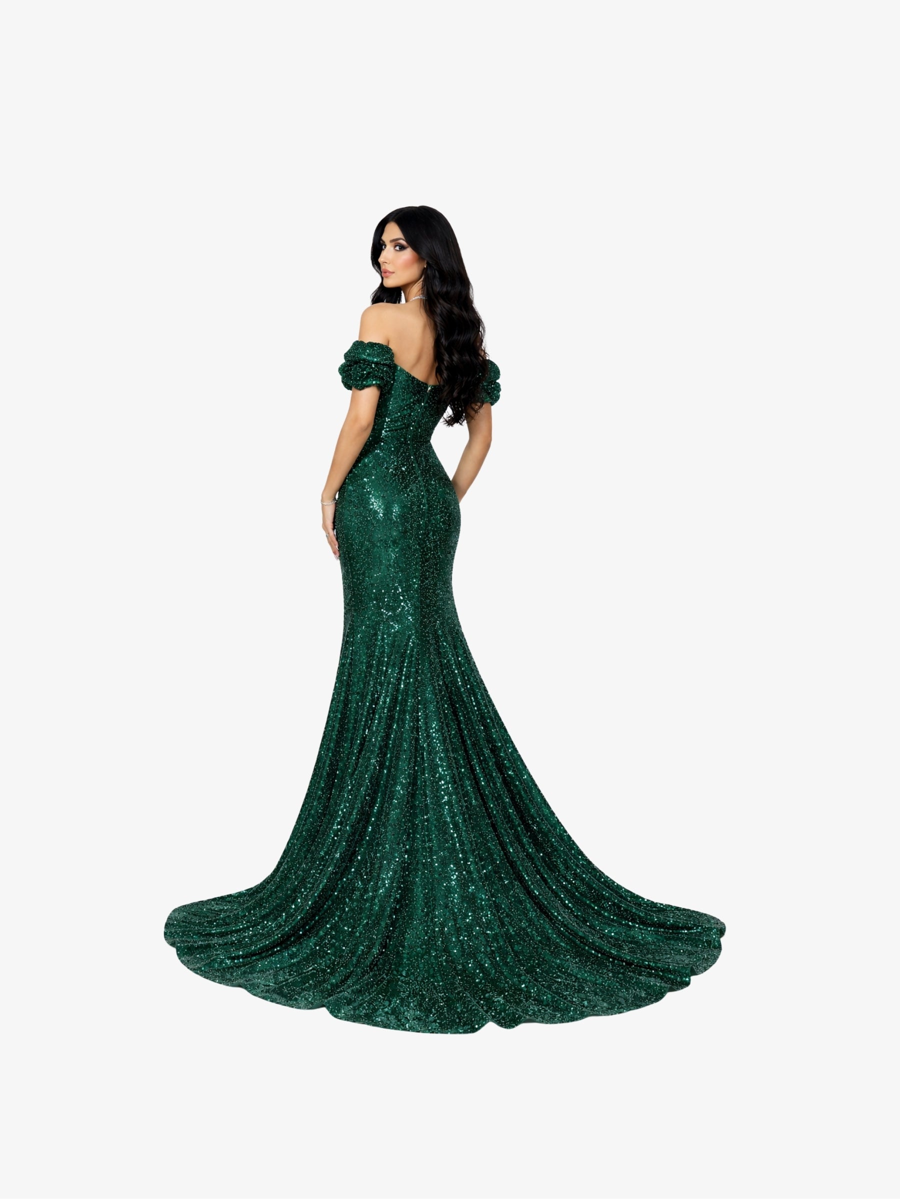Rochie cu Trena Lunga “Viktorian”, Verde