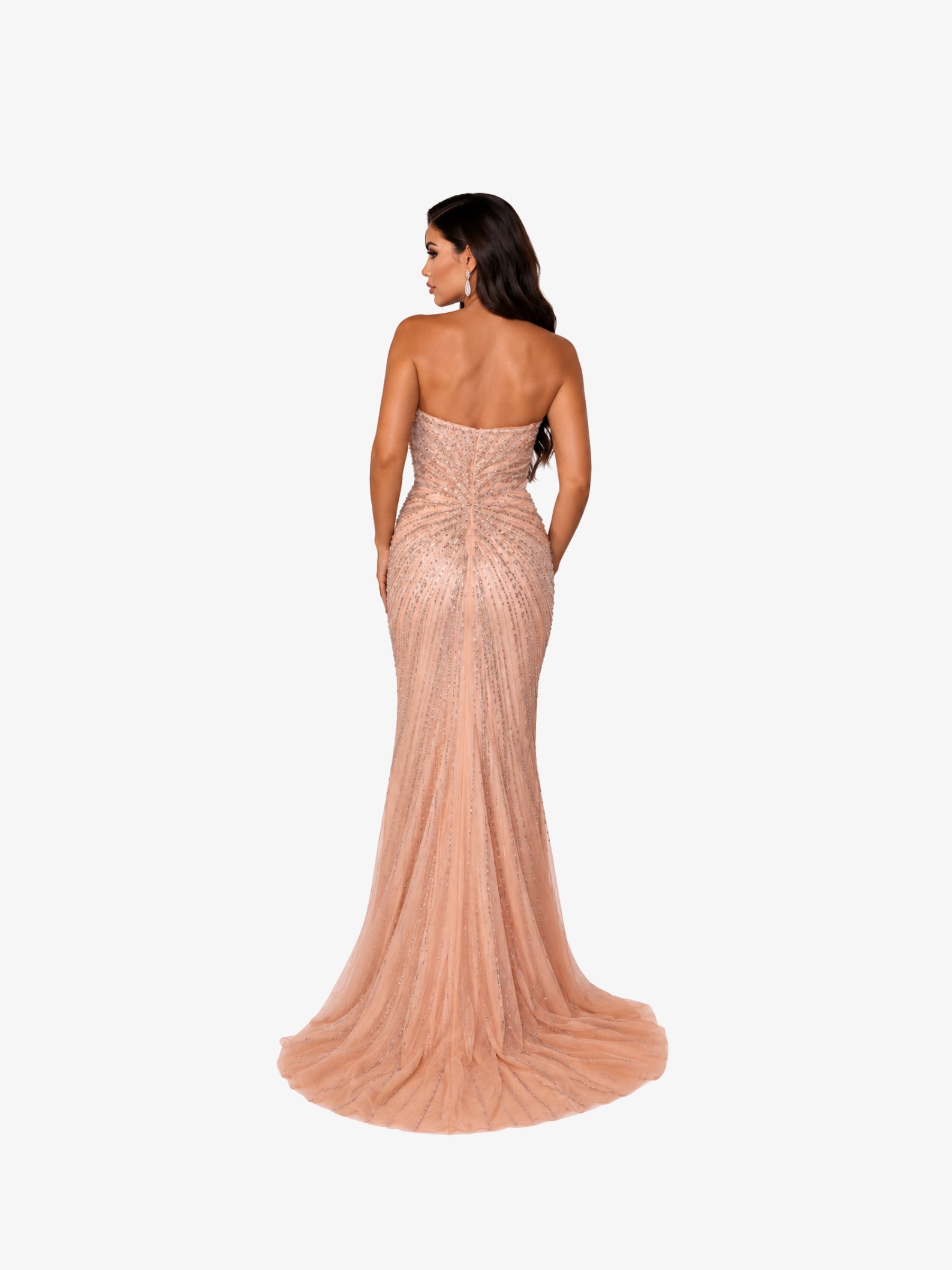 Rochie Lunga cu Trena "Velorya Luxury", Bej