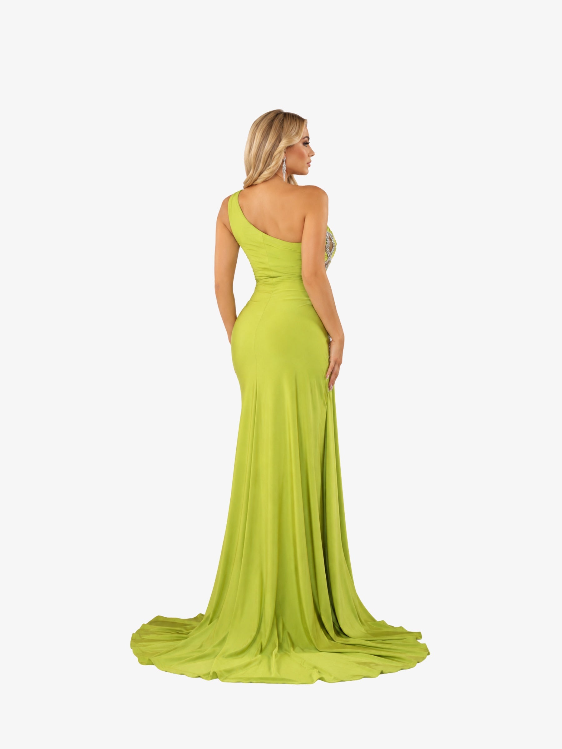 Rochie cu Trena Laterala "Graciella", Verde Fistic