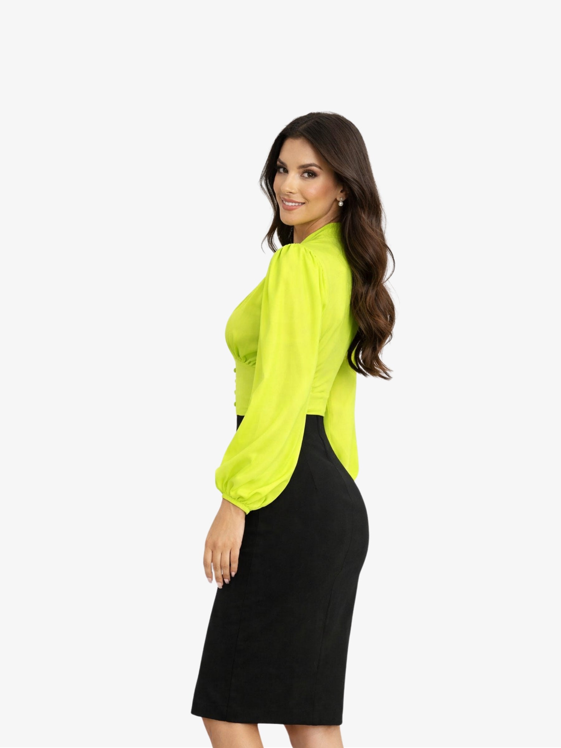 Bluza din Satin si Bumbac "Arra", Verde