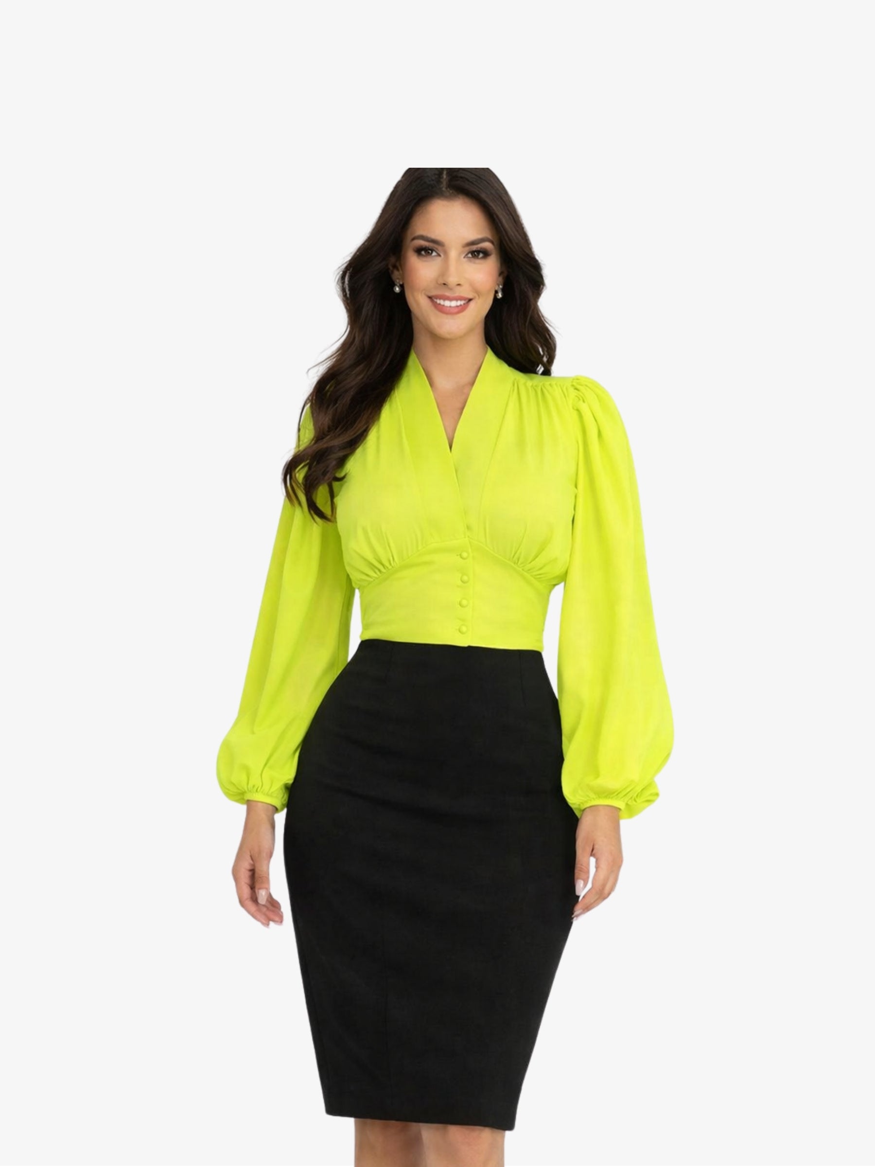Bluza din Satin si Bumbac "Arra", Verde