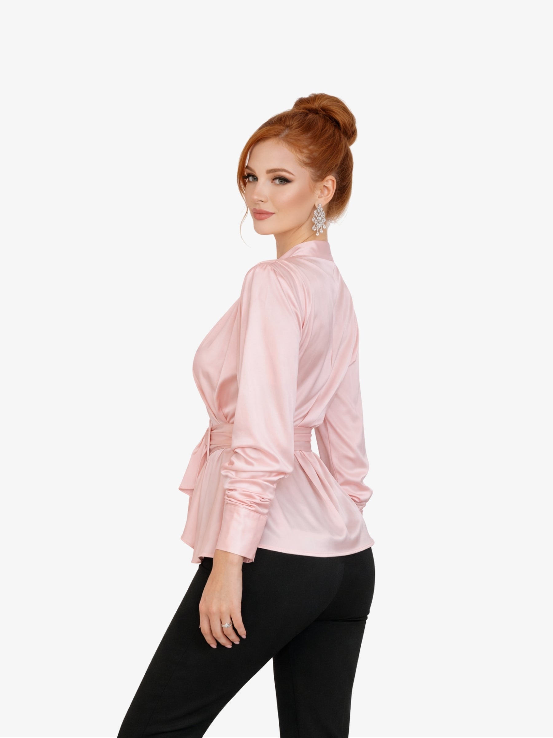 Bluza din Satin si Bumbac "Eveline", Roz
