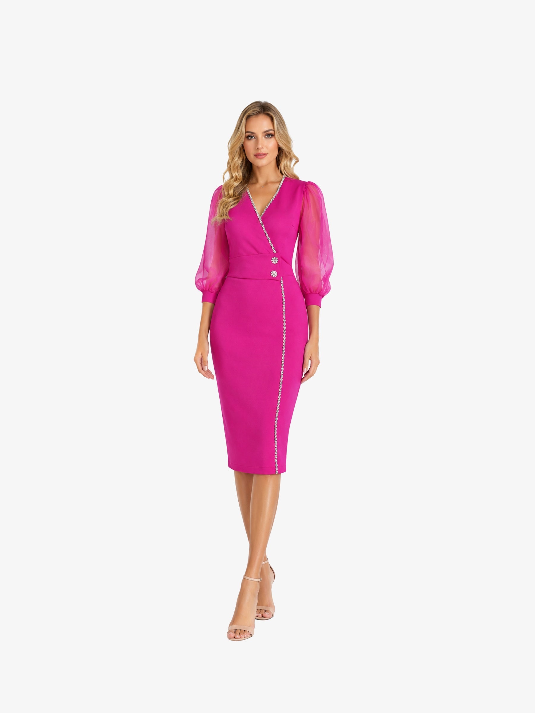 Rochie Midi “Elisa”, Fucsia