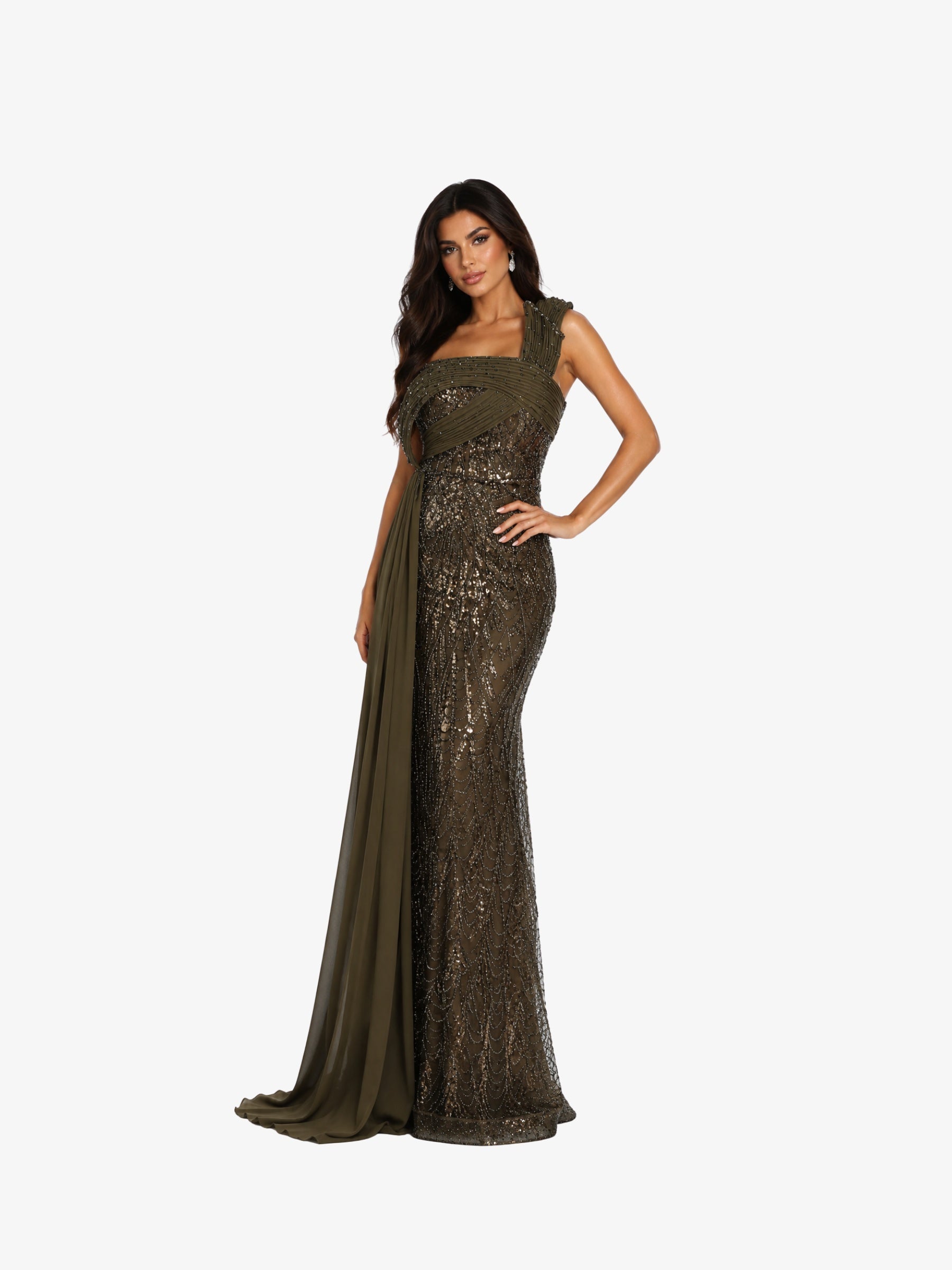 Rochie Luxury “Farya”, Verde Oliv Inchis