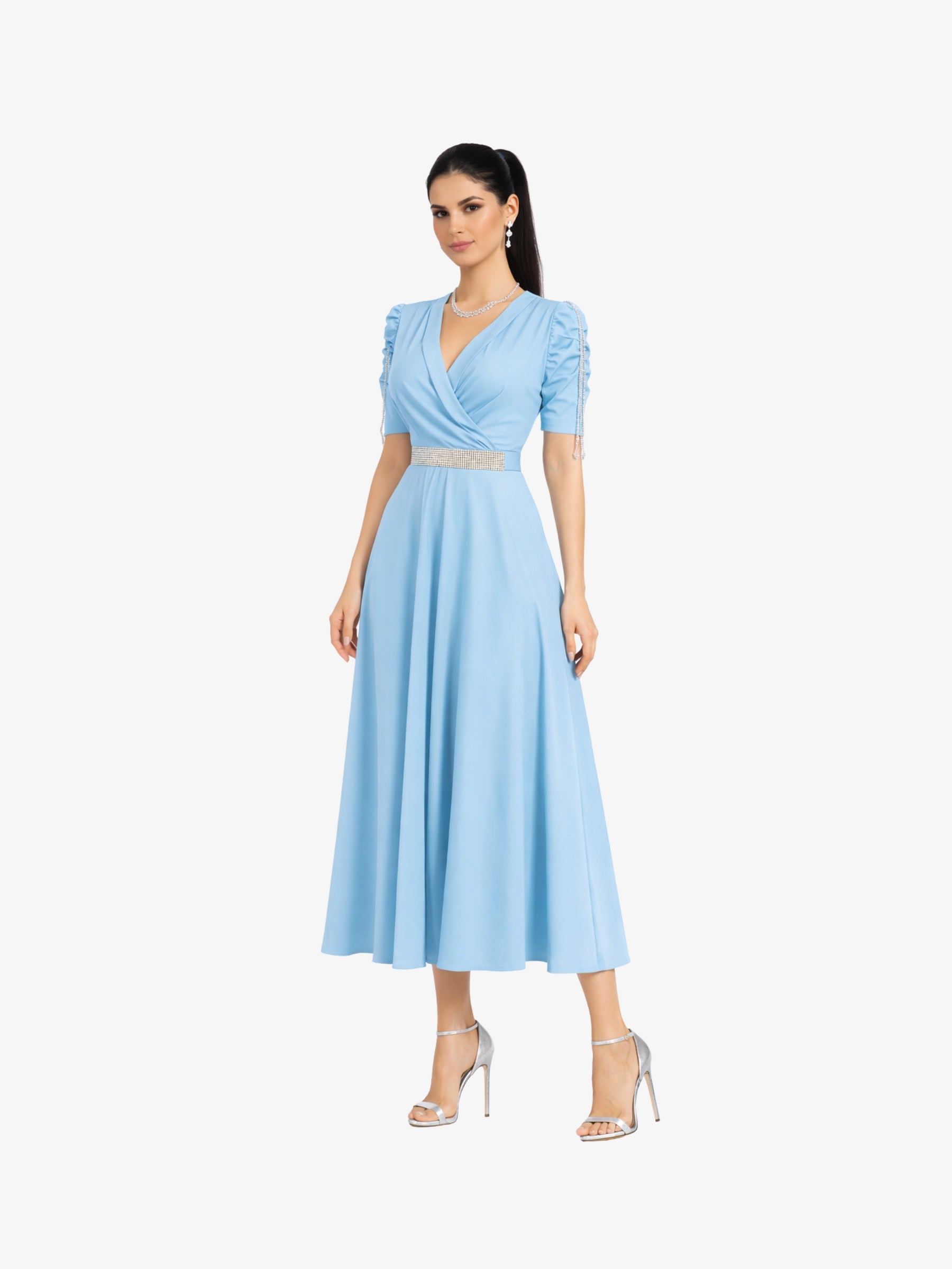 Rochie Midi “Olly”, Turcoaz