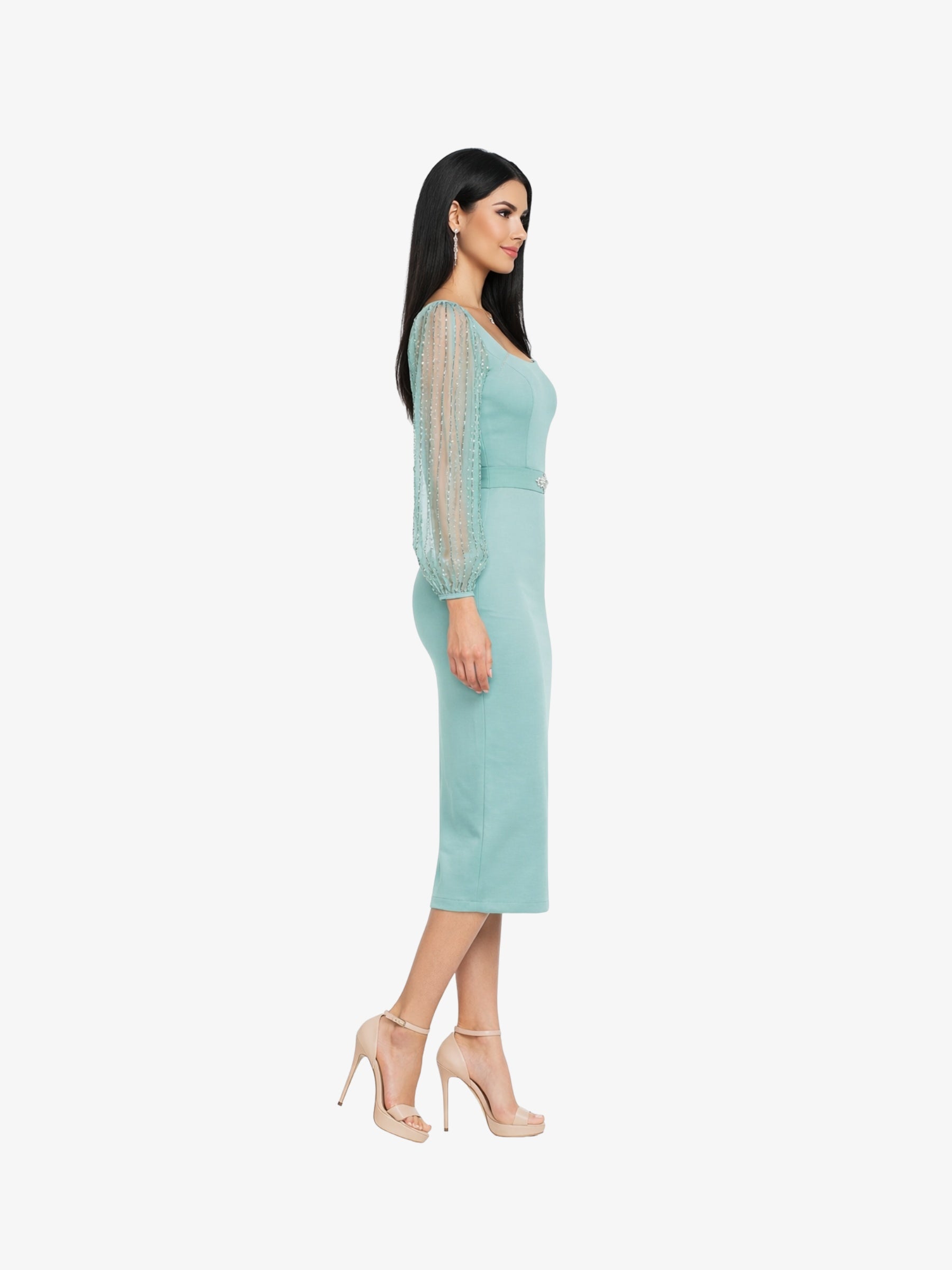 Rochie Midi “Heidi”, Turcoaz