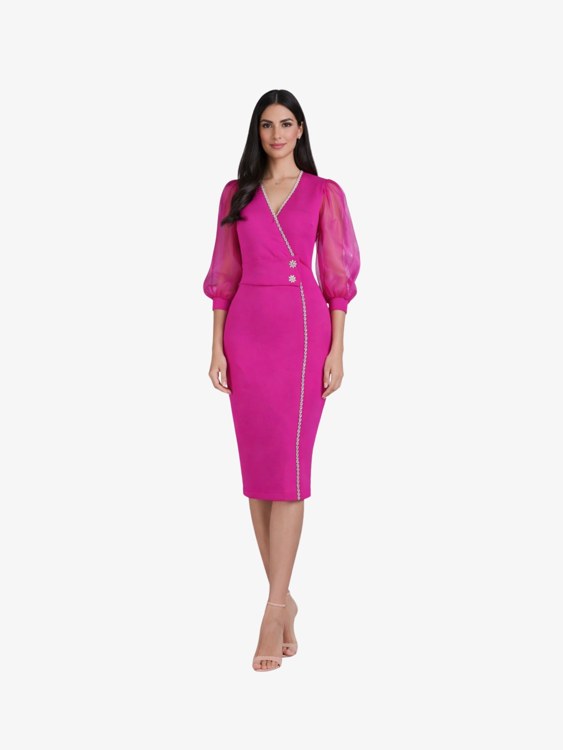 Rochie Midi “Elisa”, Fucsia