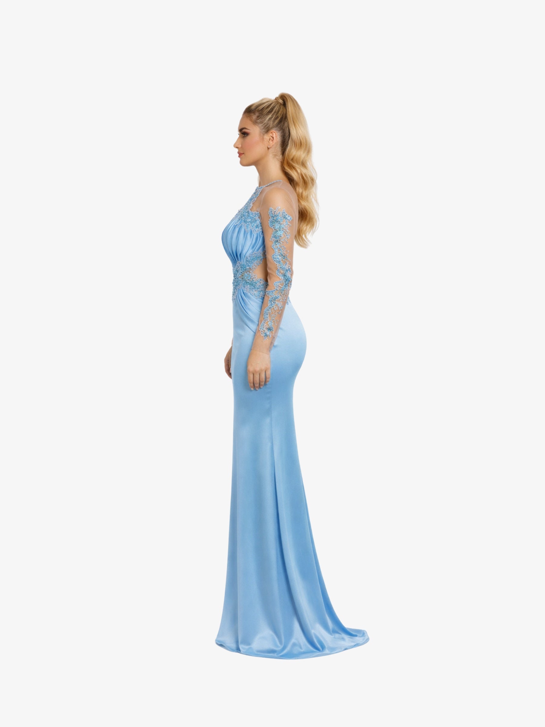 Rochie Lunga "Azira", Albastru Deschis