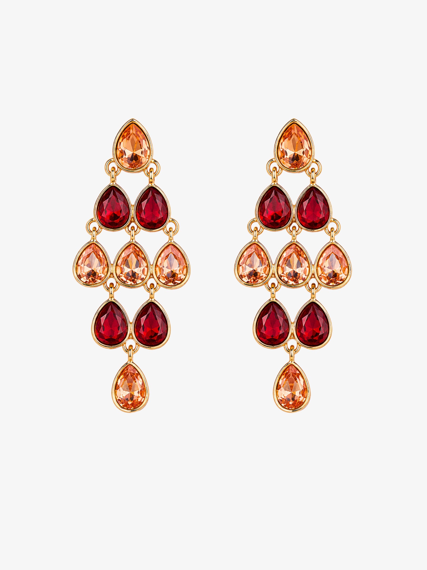 Cercei Eleganti “Amber”, cu Cristale Burgundy
