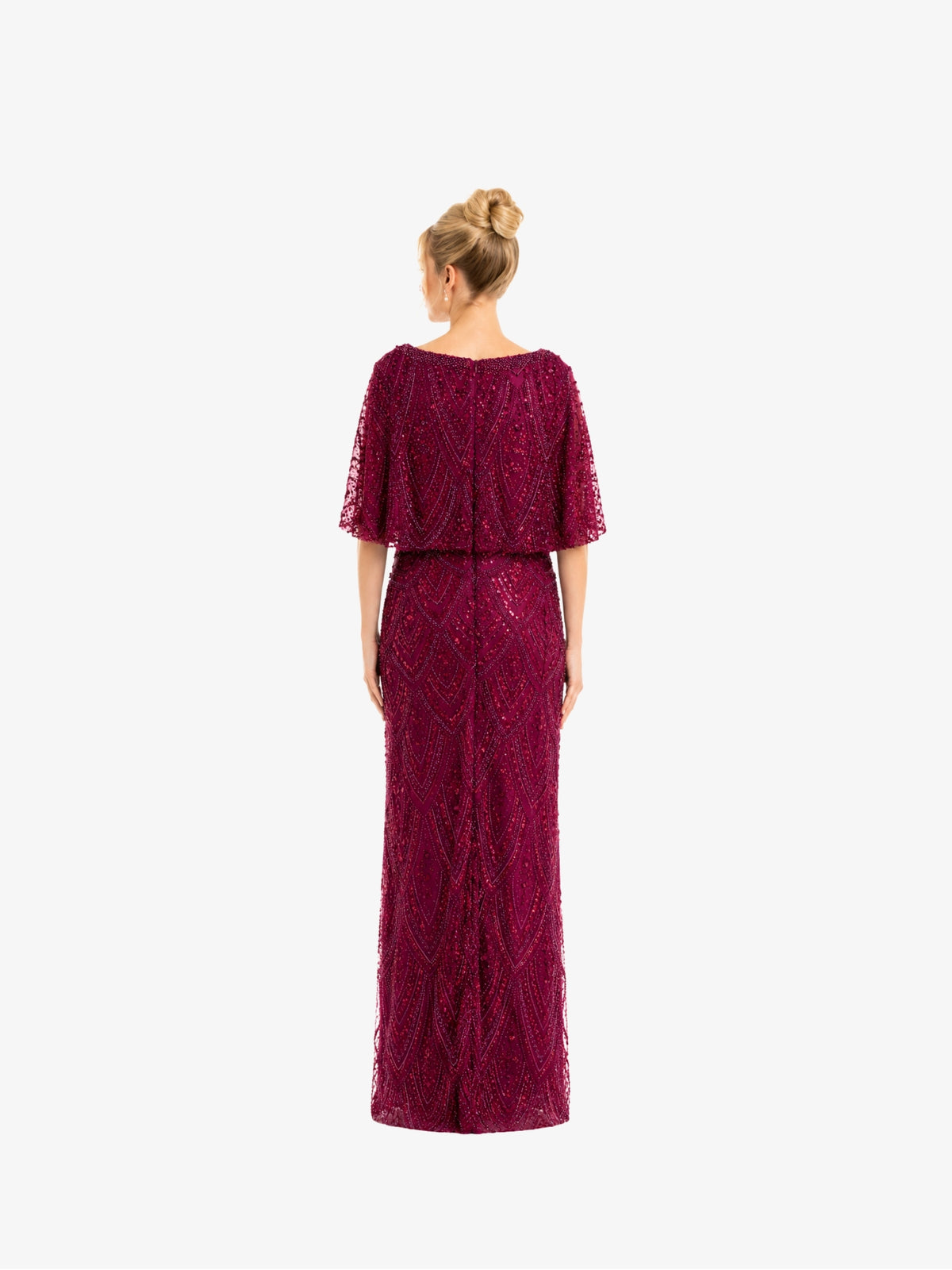 Rochie Lunga “Rivoli” cu pietre, Burgundy