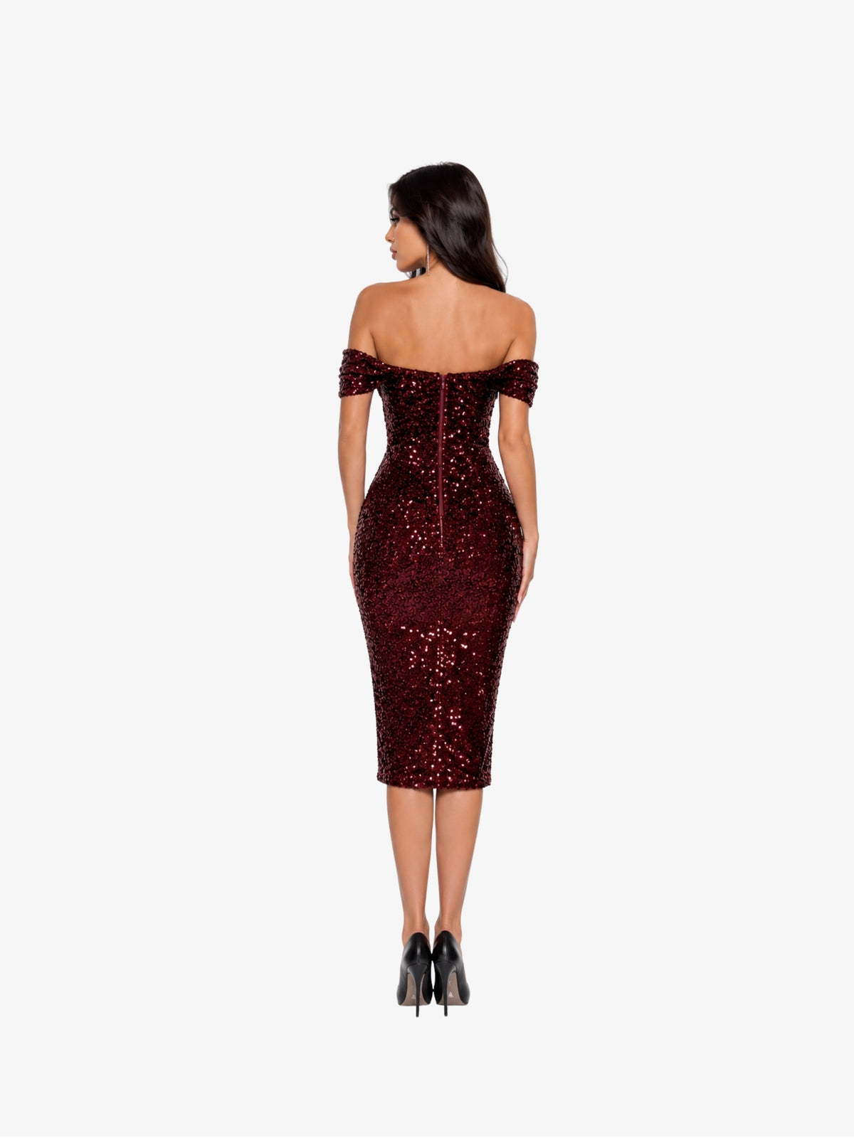 Rochie Scurta “Selene” cu paiete, Burgundy
