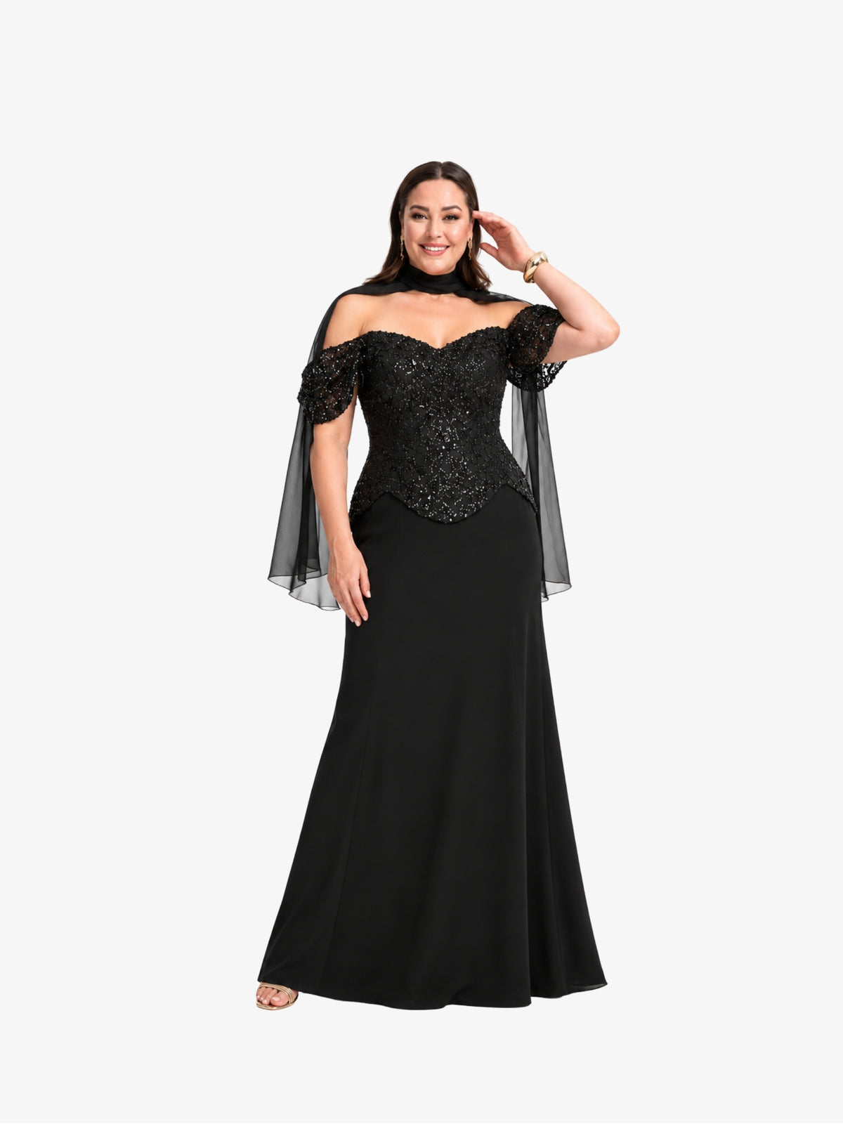 Rochie Eleganta Plus Size “Bourbon”, Negru