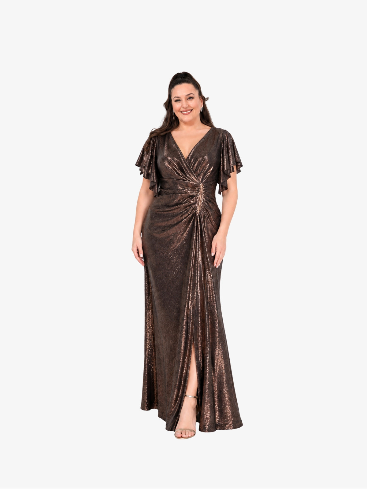 Rochie Lunga Plus Size “Marais”, Ciocolatiu