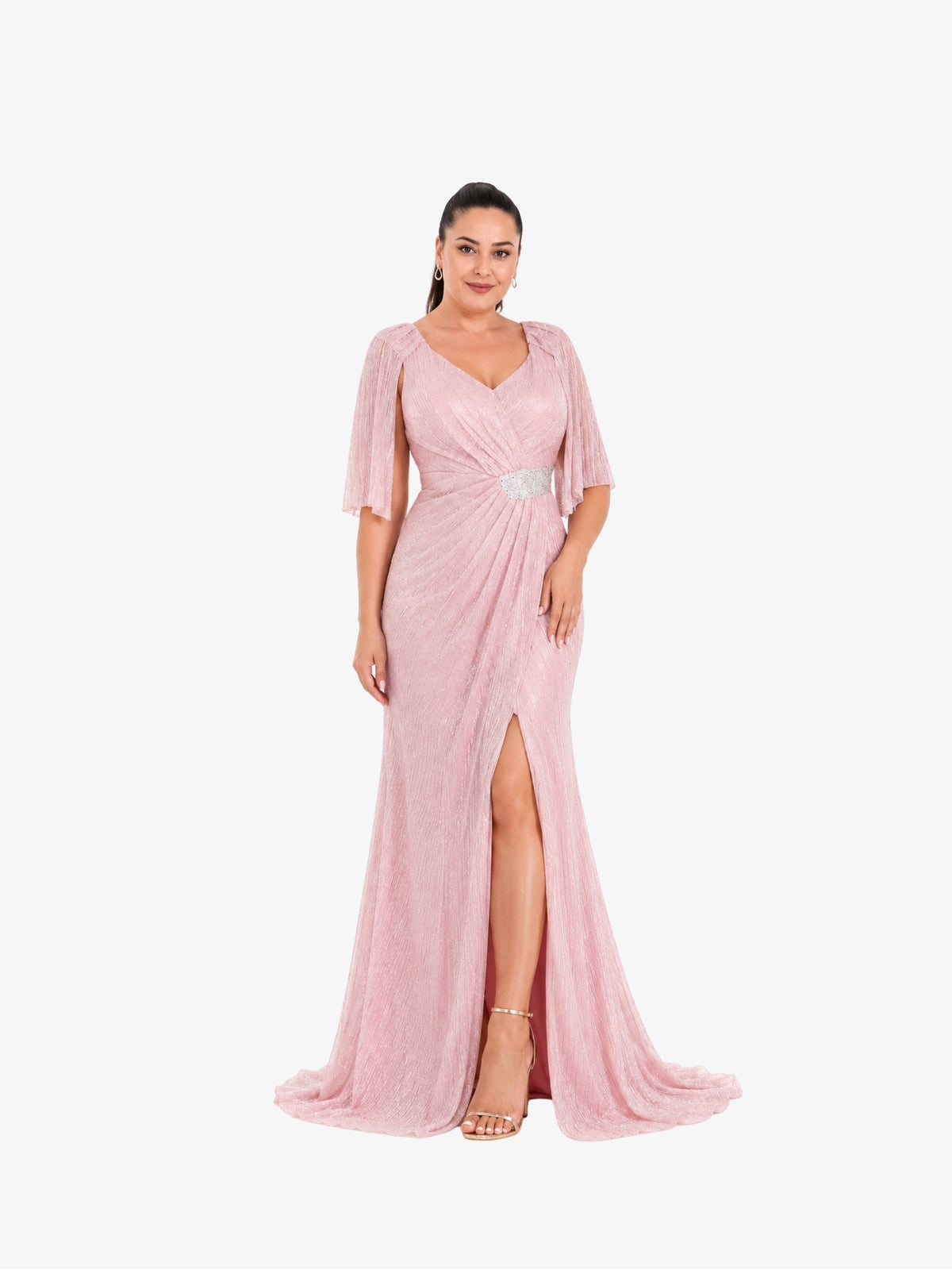 Rochie Eleganta Plus Size “Marsilia”,Roz