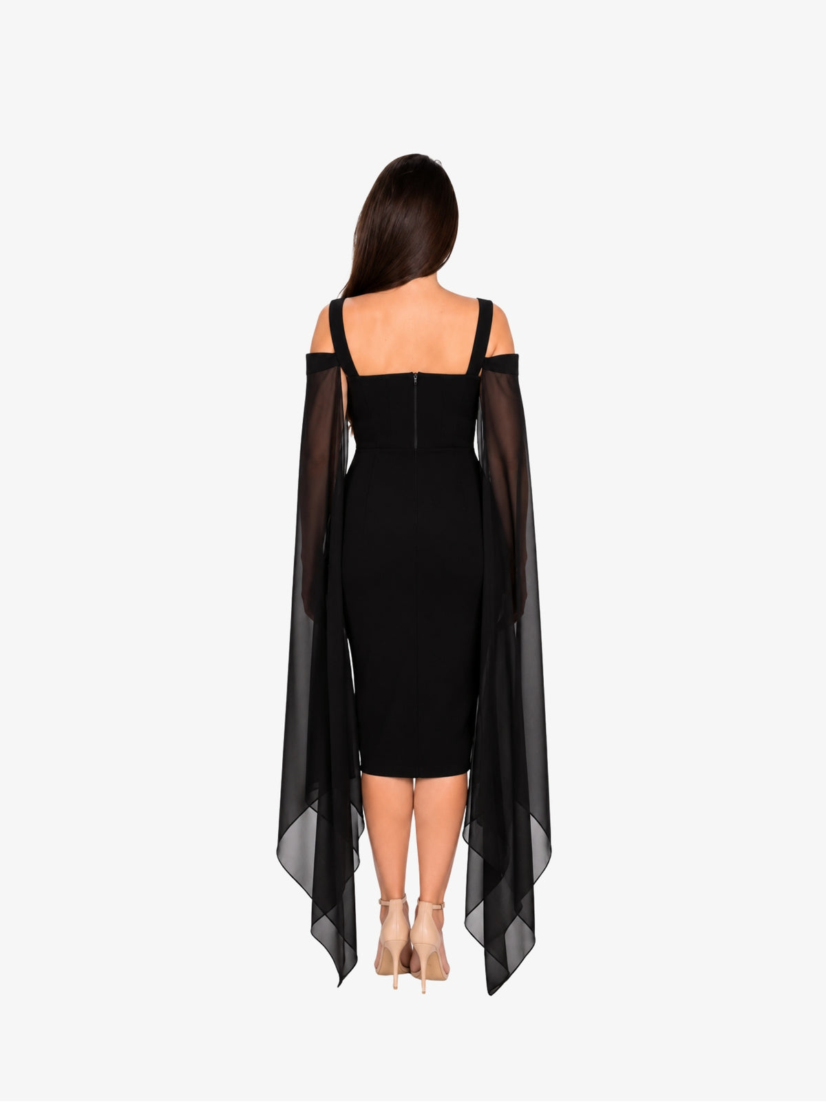 Rochie Midi cu maneci din Voal “Estera” Negru