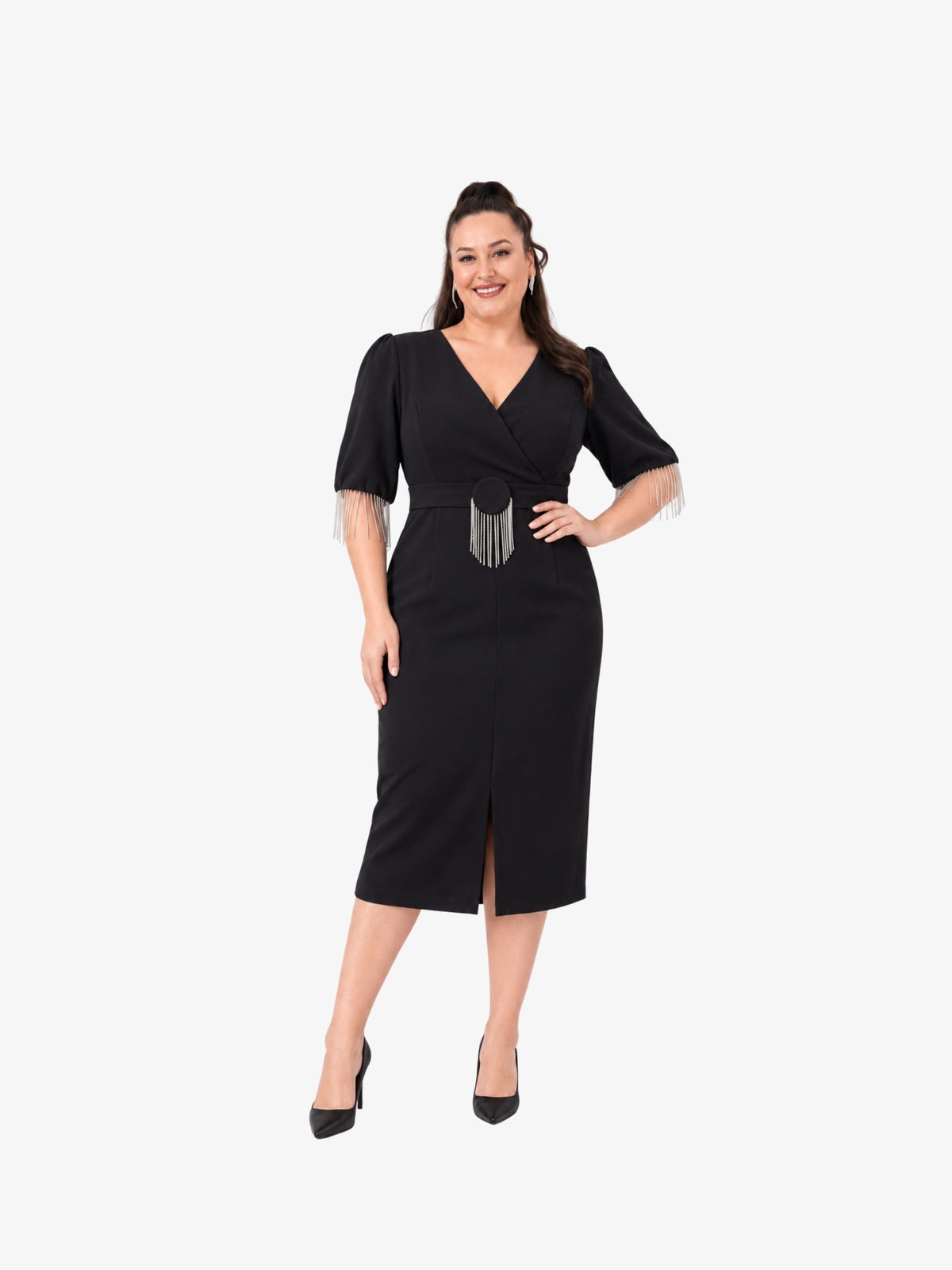 Rochie Midi Plus Size “Nina”, Negru