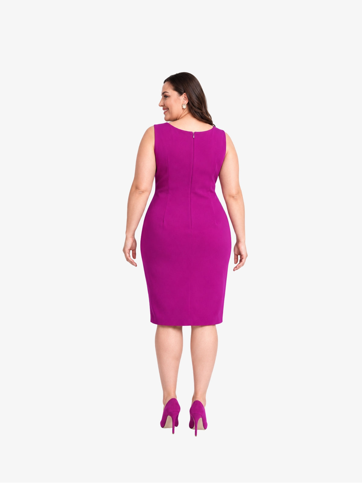 Rochie Midi Plus Size “Leticia”, Fucshia