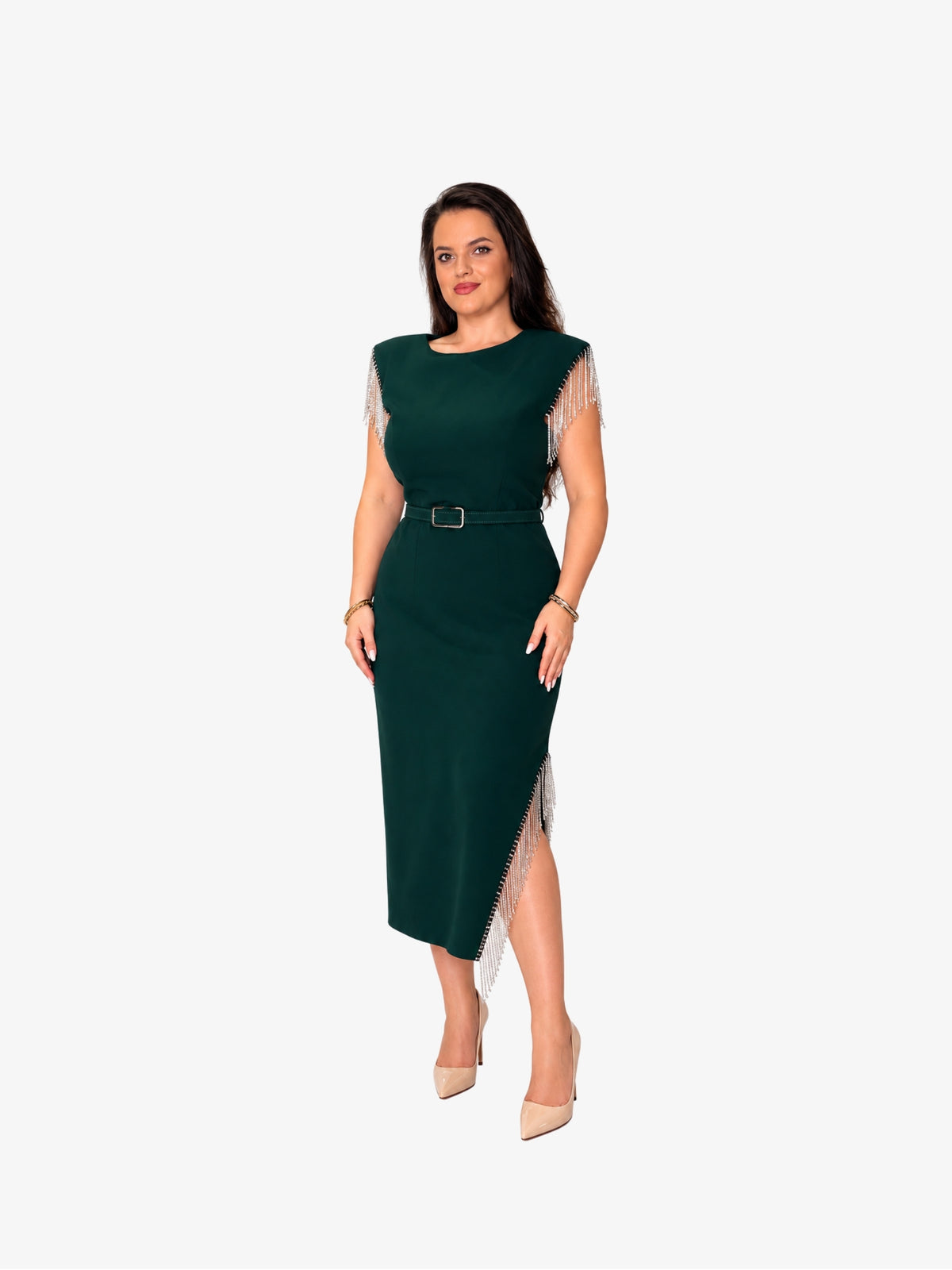 Rochie Midi Plus Size “Natasha”, Verde
