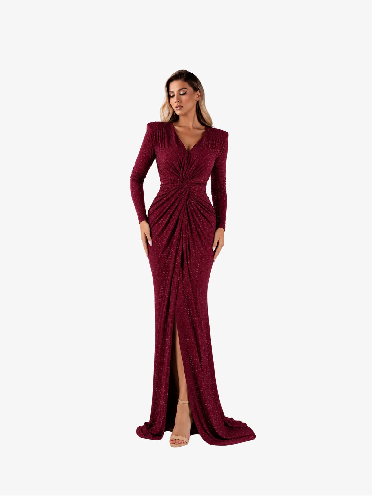 Rochie Eleganta cu Cristale “Maura”, Burgundy