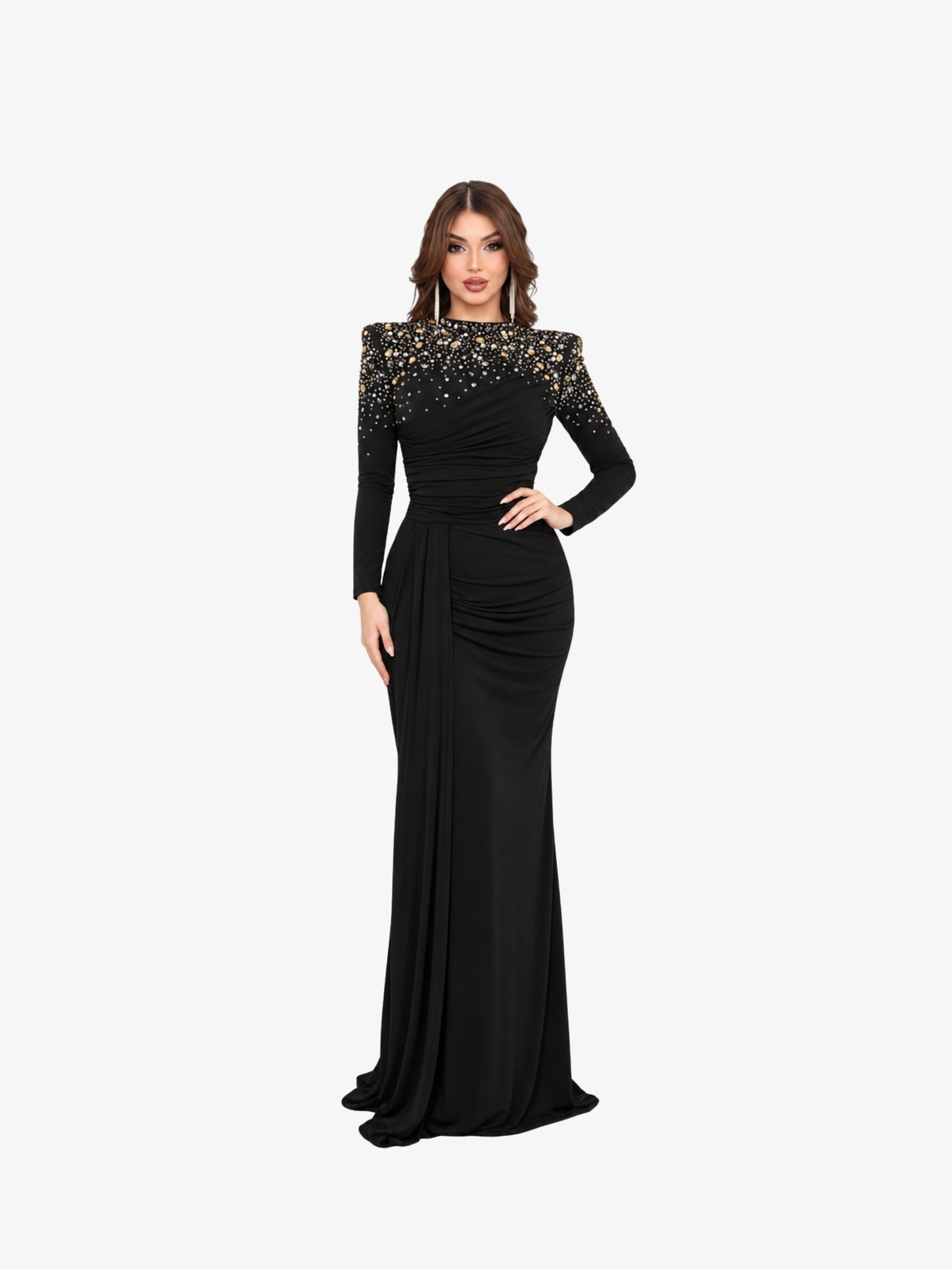 Rochie Eleganta cu Cristale “Noelia”, Negru