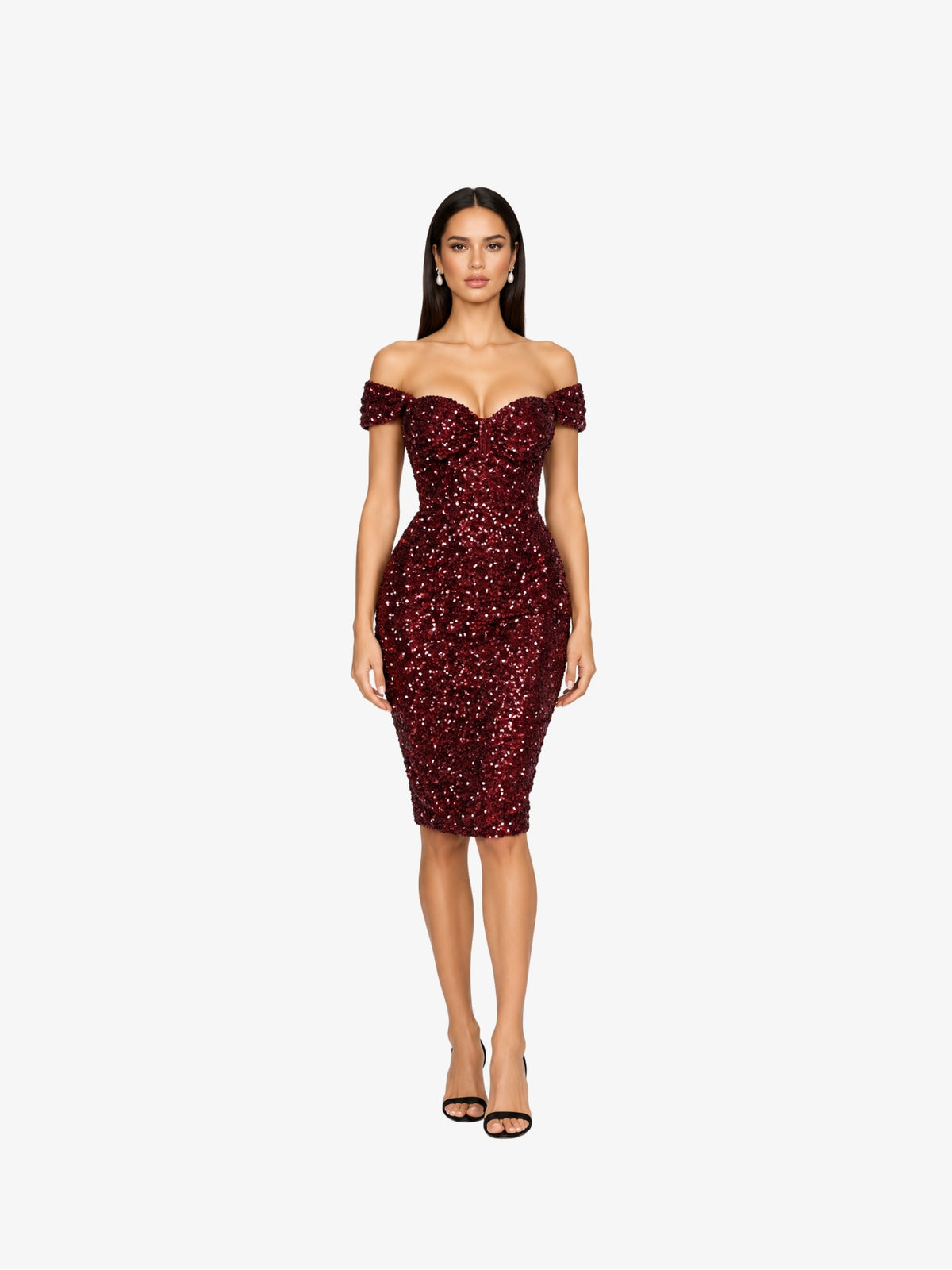 Rochie Scurta “Yolanda” cu paiete, Burgundy