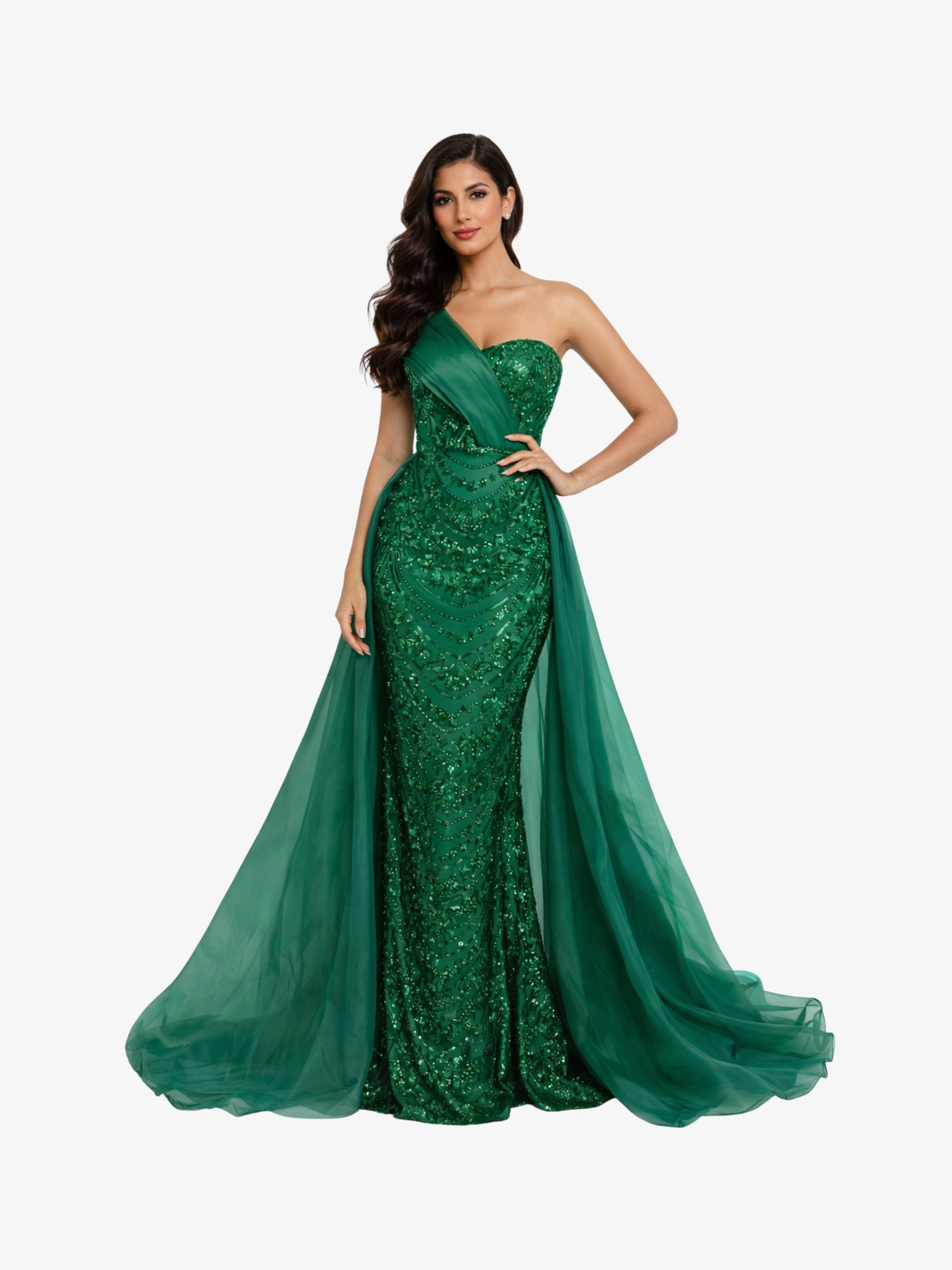 Rochie Lunga cu Trena "Valentina", Verde