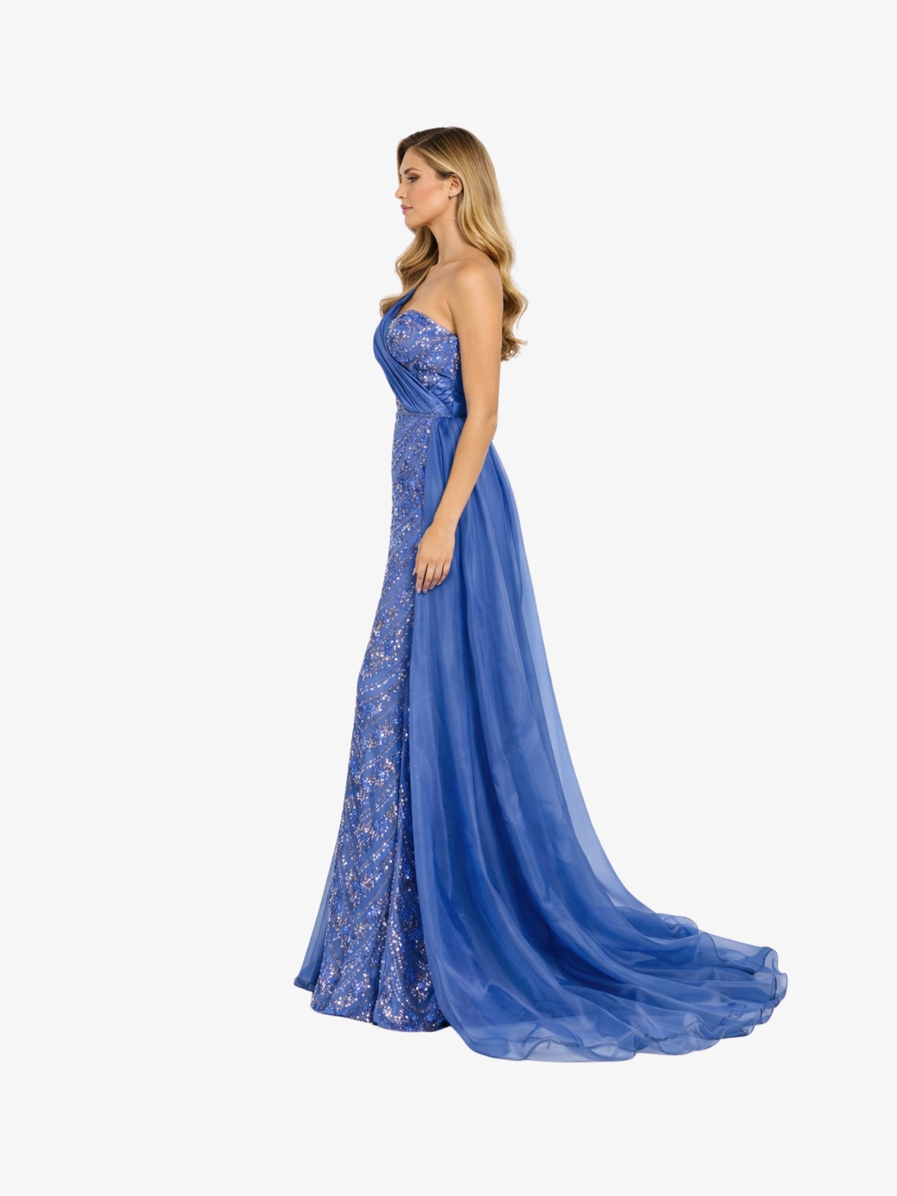 Rochie Lunga "Valentina", Albastru Petrol