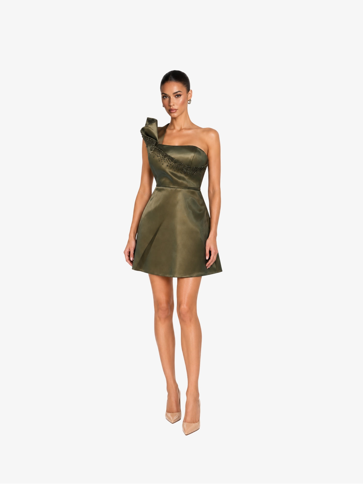 Rochie Scurta “Iris”, Verde Metalizat