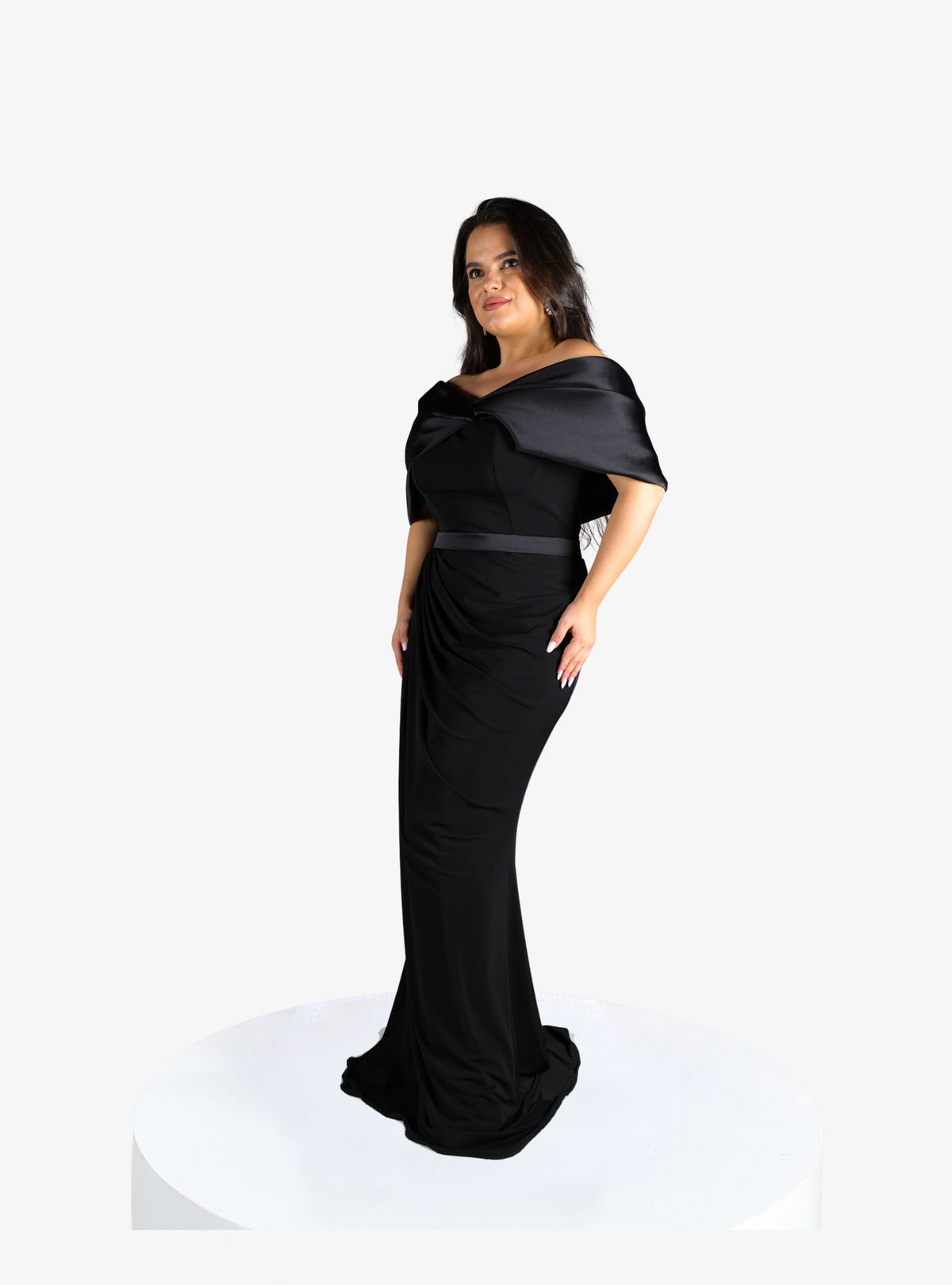 Rochie Eleganta cu Drapaje Asimetrice Soline, Negru