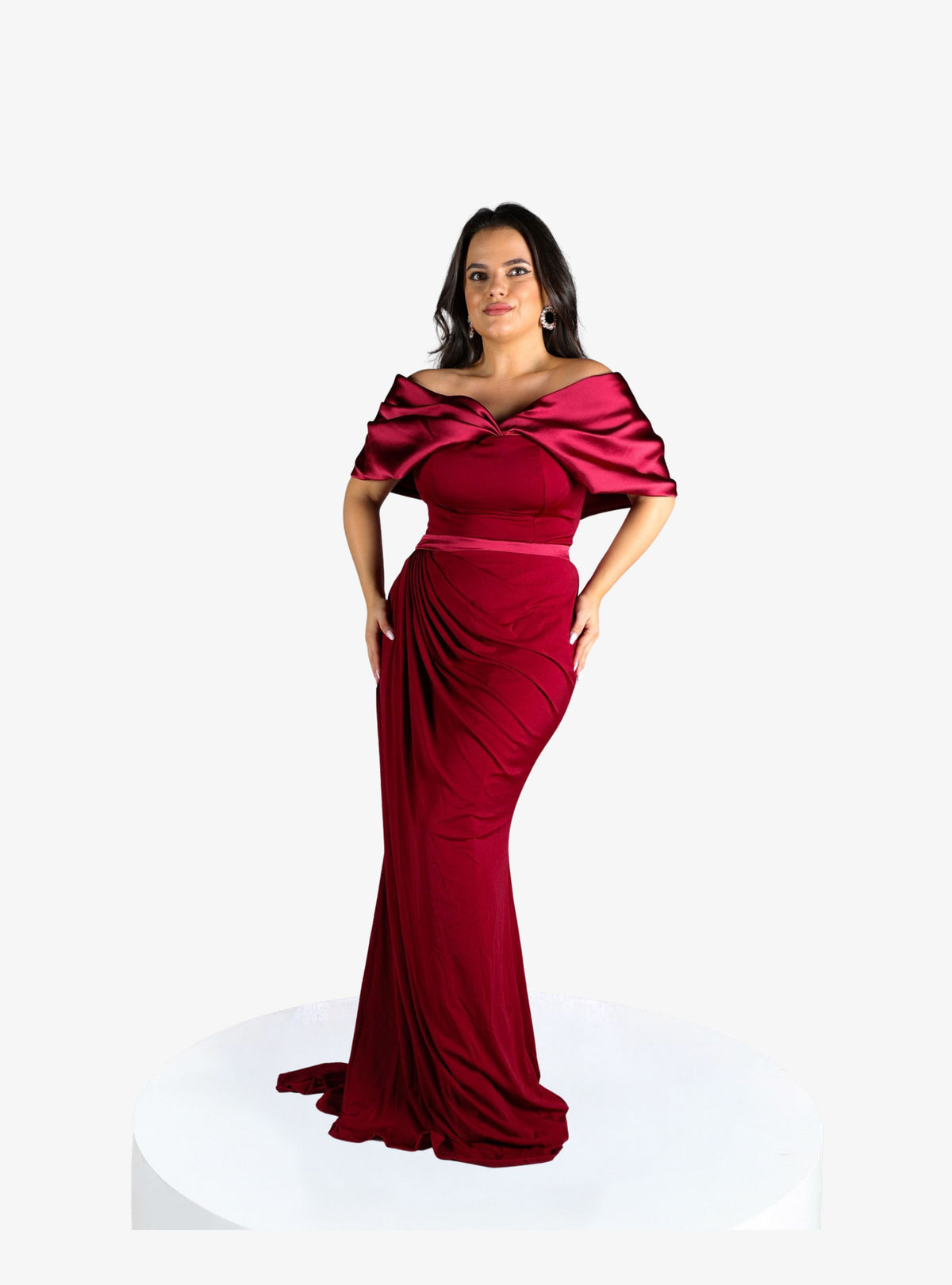 Rochie Eleganta cu Drapaje Asimetrice “Soline”, Burgundy