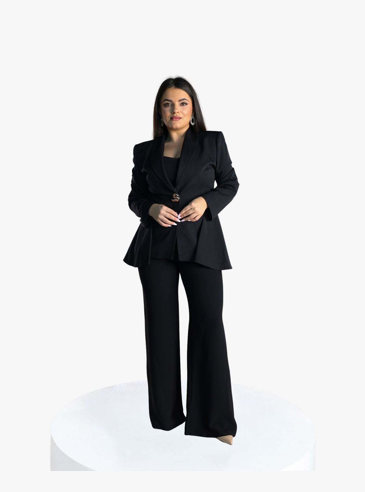 Costum Elegant “Ginevra” cambrat, Negru