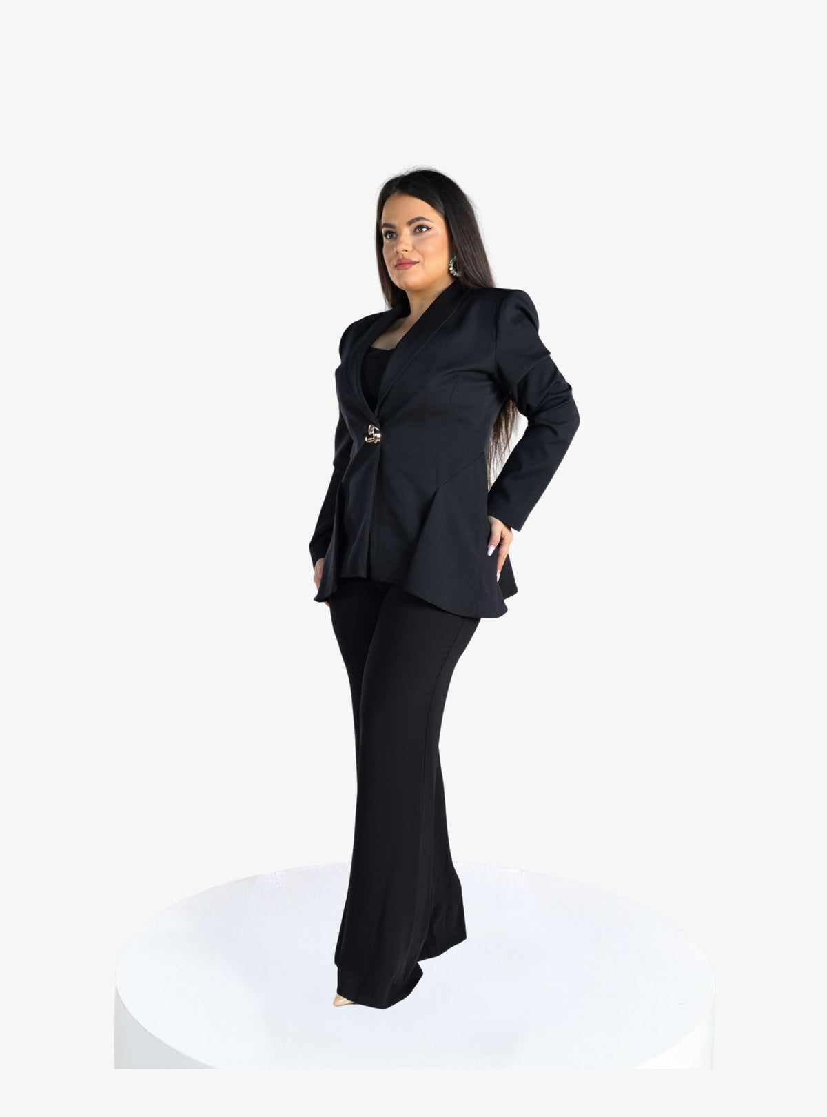 Costum Elegant “Ginevra” cambrat, Negru