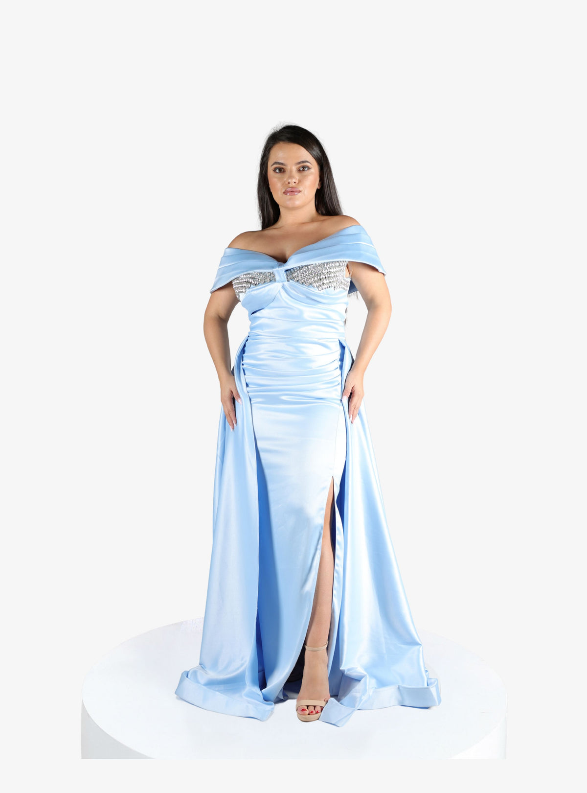 Rochie Lunga “Onyela”, cu Trena Albastru