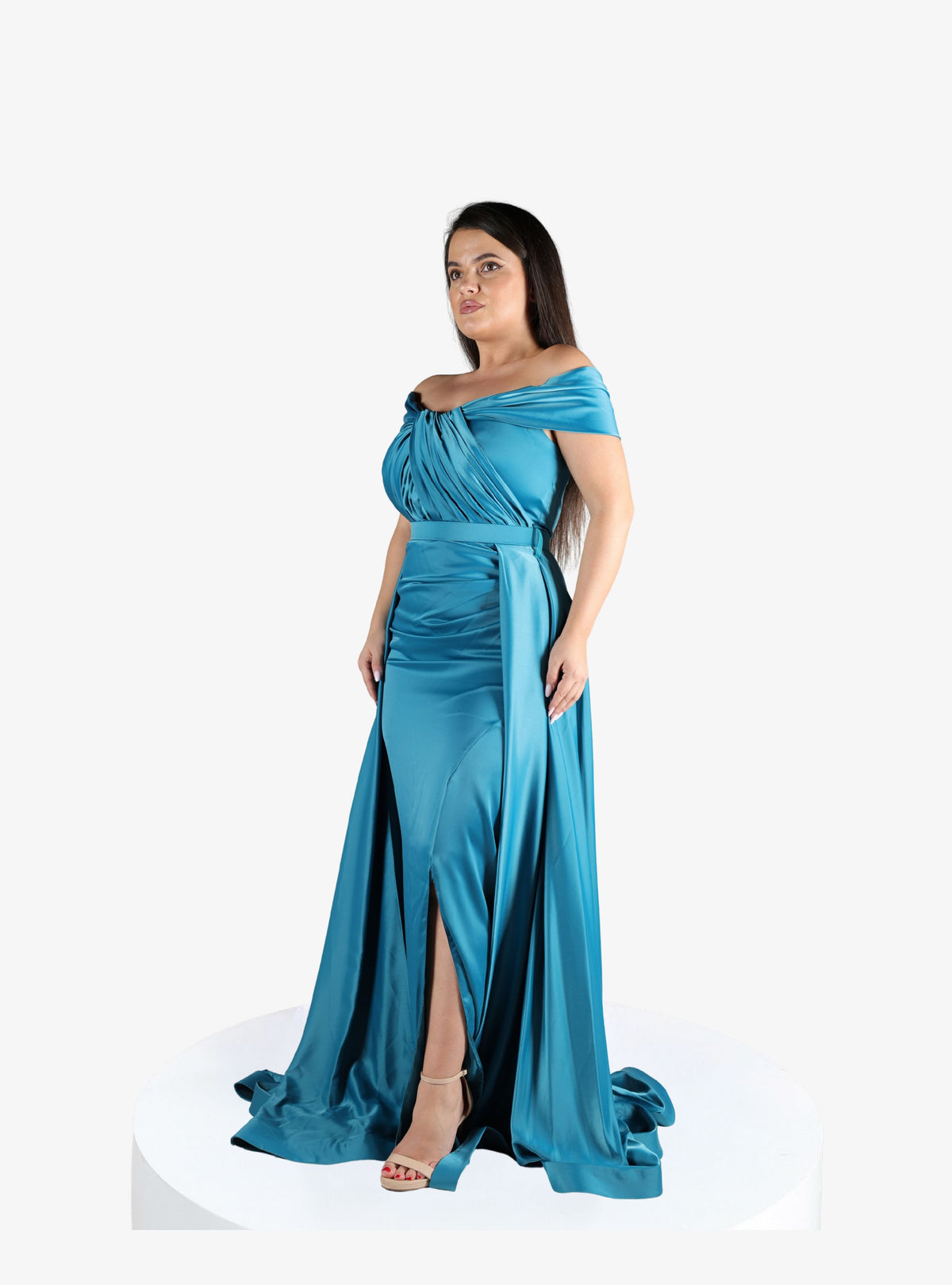 Rochie Lunga cu Trena "Danely", Turcoaz