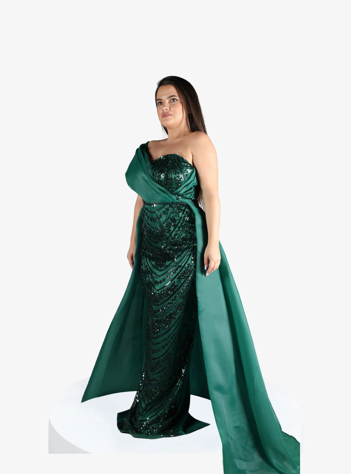 Rochie Lunga cu Trena "Valentina", Verde