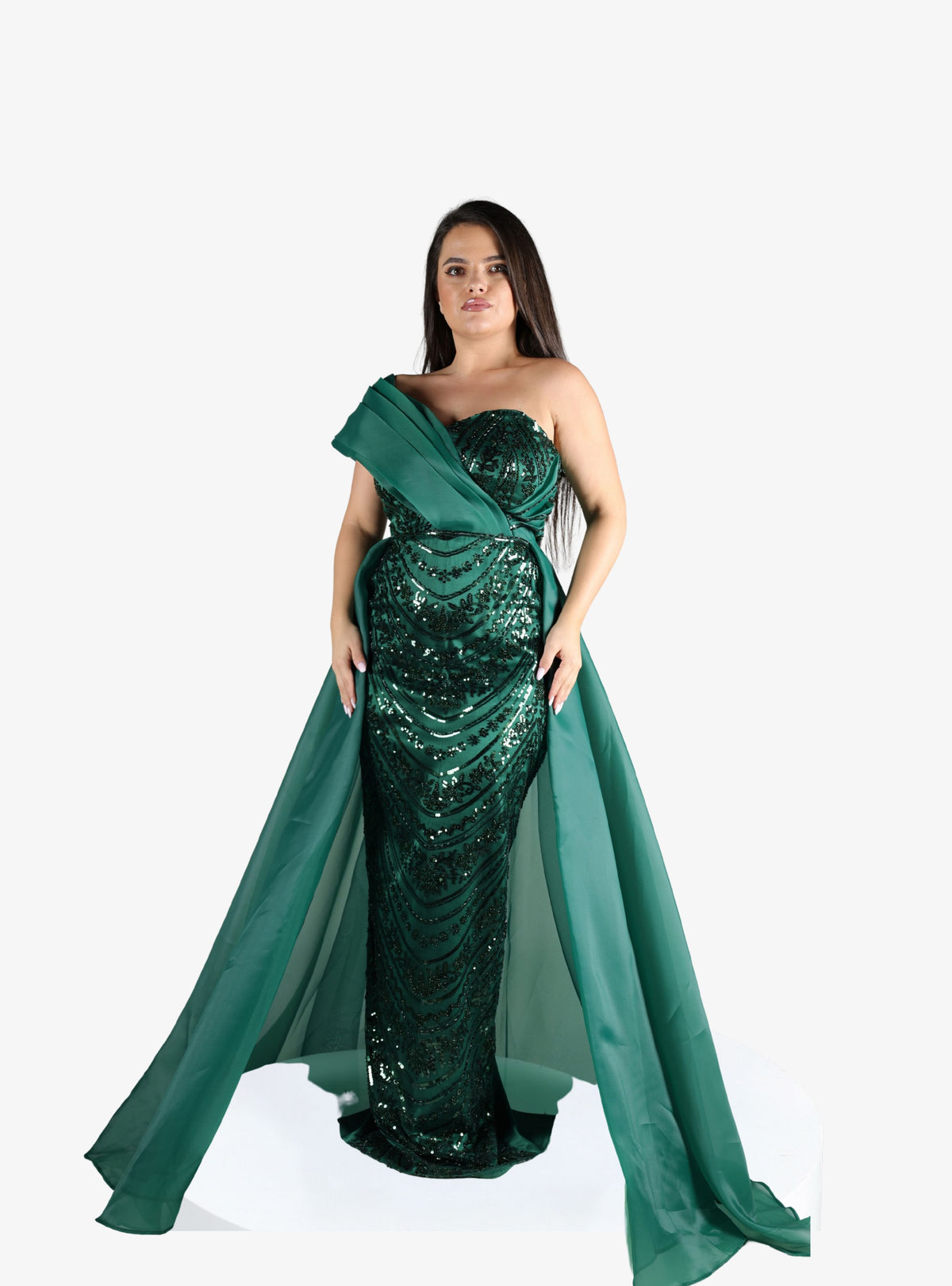 Rochie Lunga cu Trena "Valentina", Verde