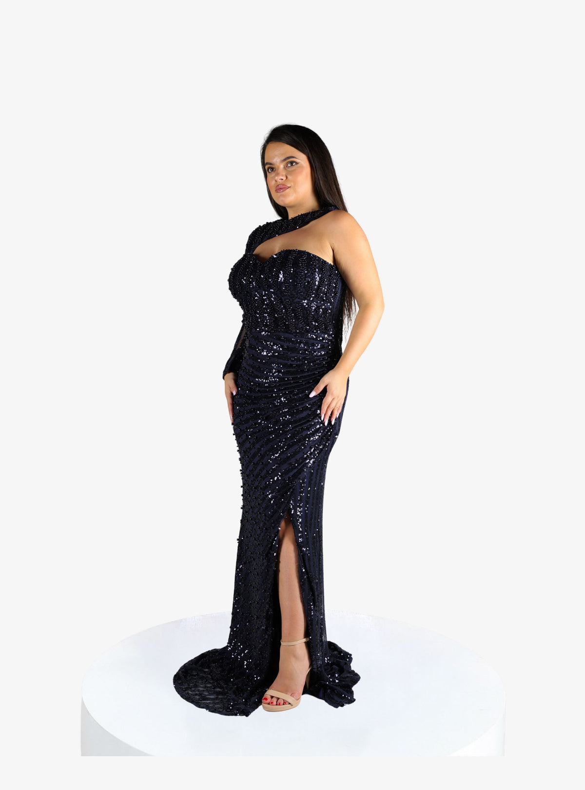 Rochie Lunga "Ingrid", Albastru Inchis