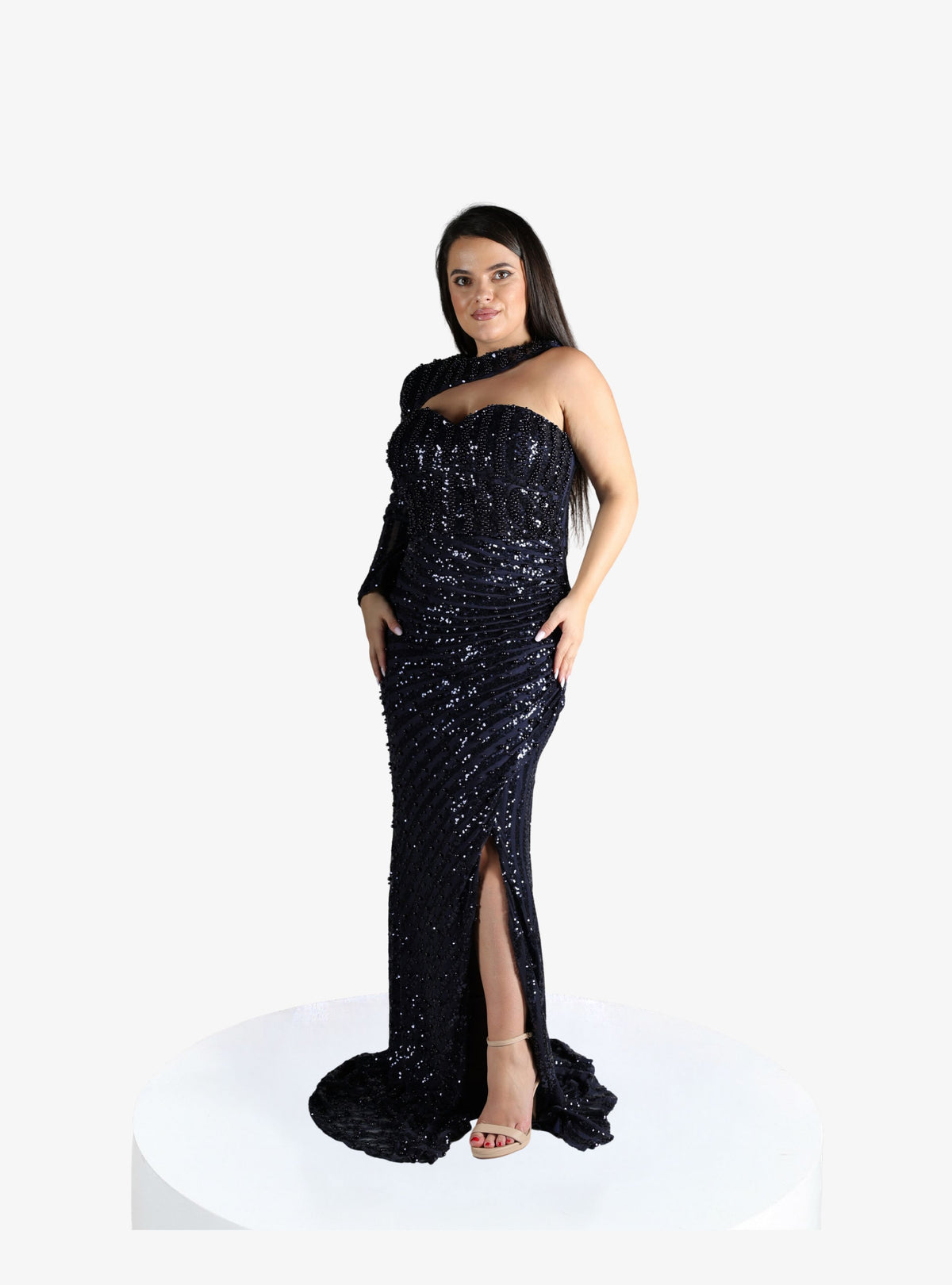Rochie Lunga "Ingrid", Albastru Inchis