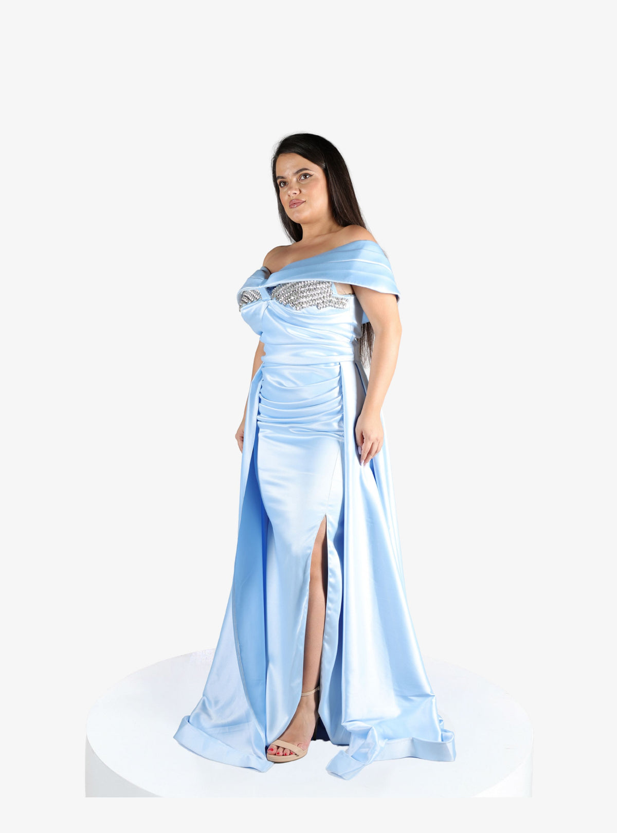 Rochie Lunga “Onyela”, cu Trena Albastru