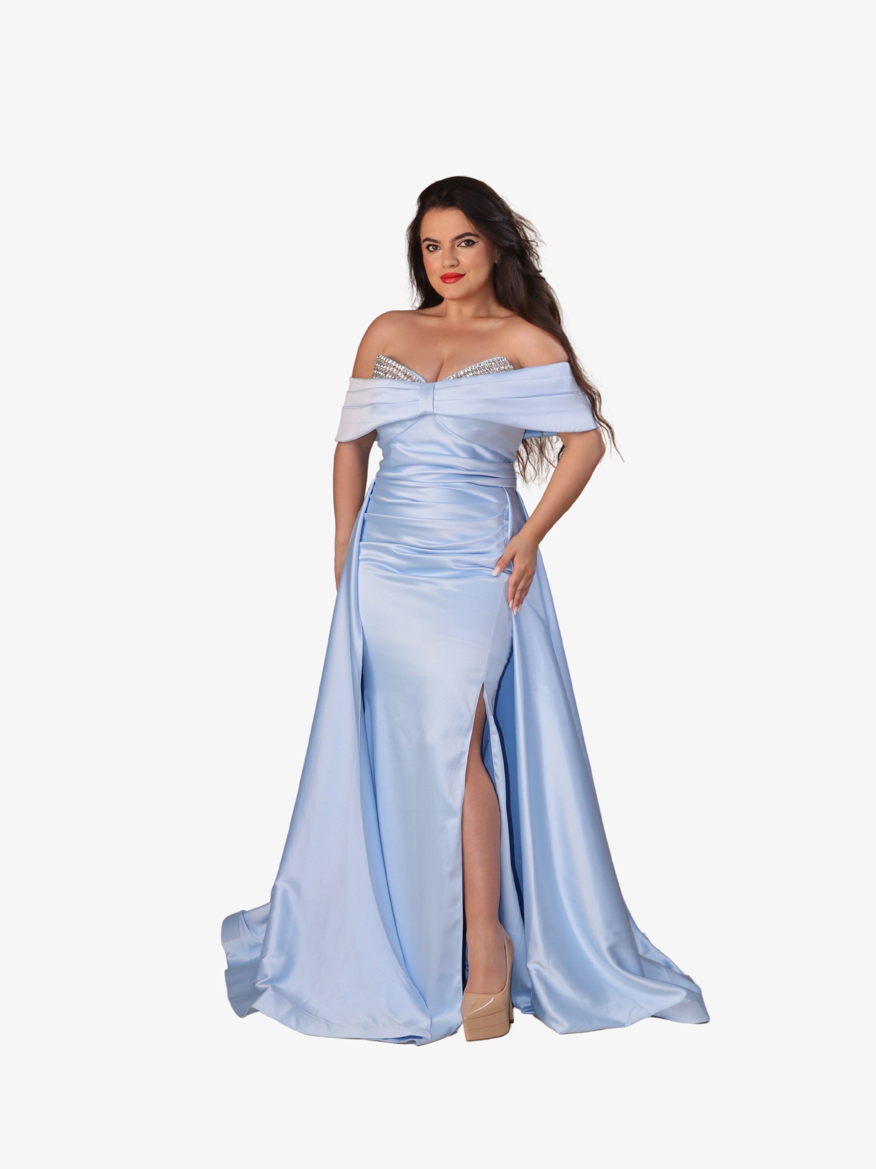 Rochie Lunga “Onyela”, cu Trena Albastru