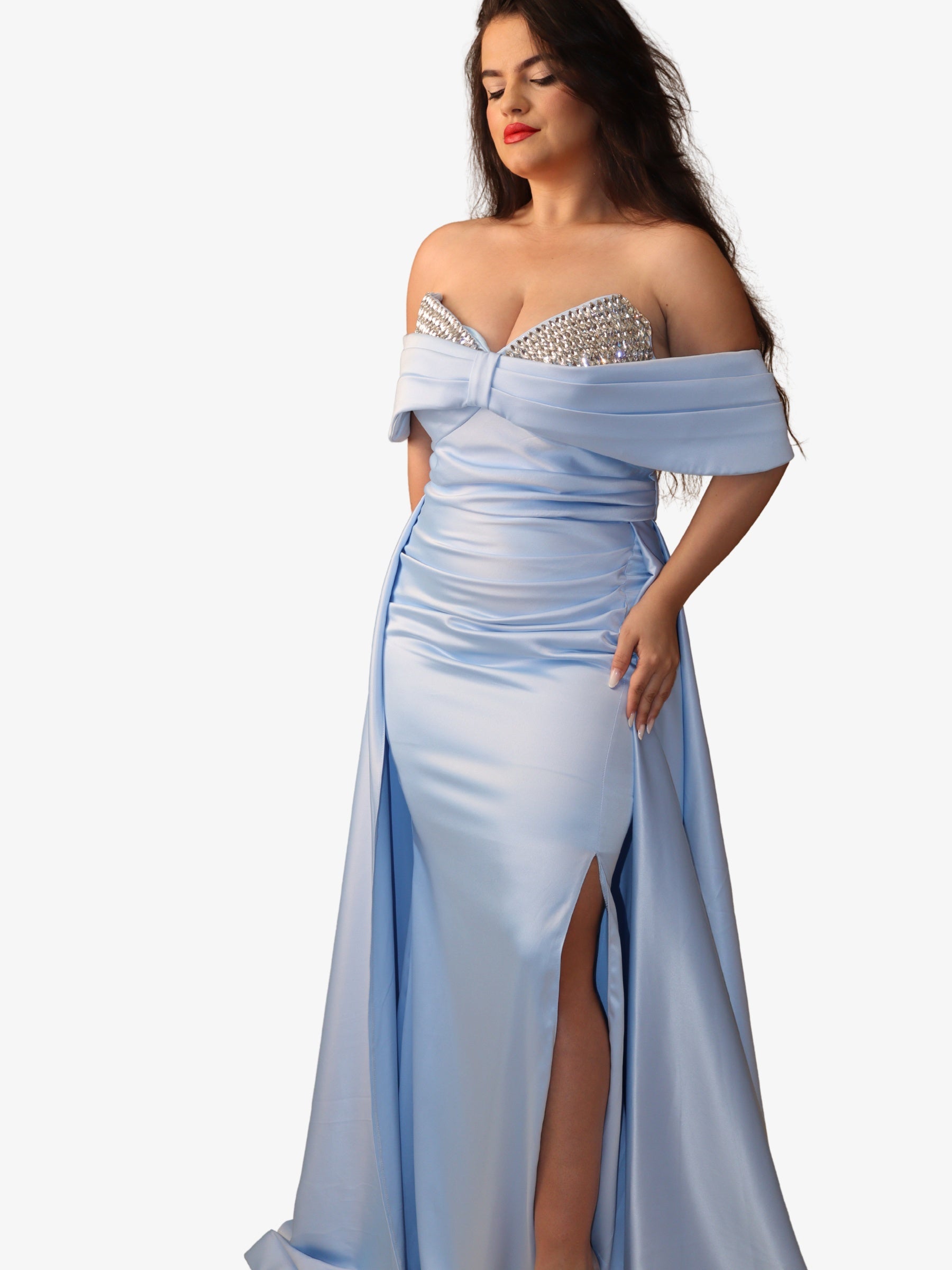 Rochie Lunga “Onyela”, cu Trena Albastru