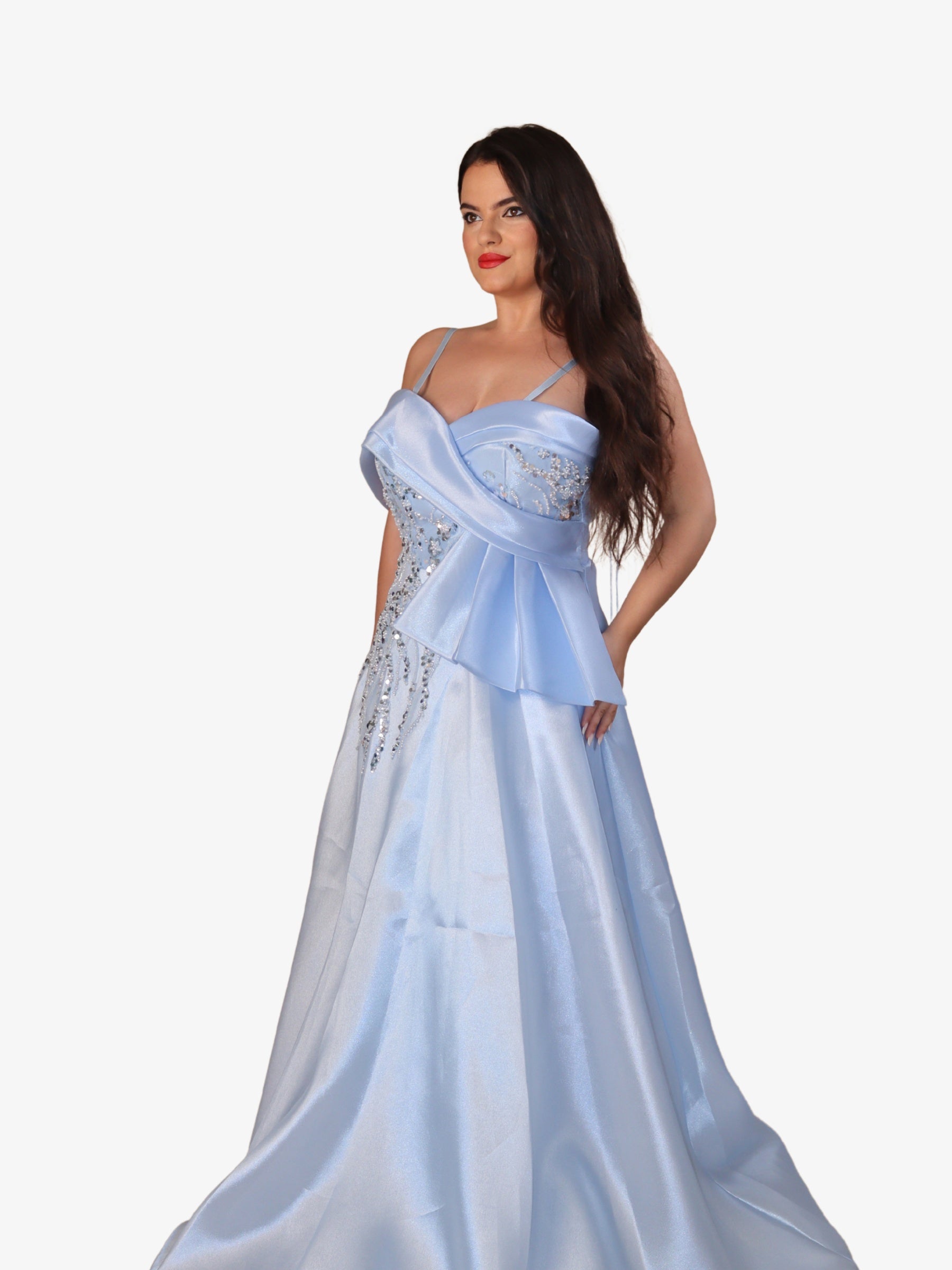 Rochie Lunga cu Corset "Linda", Albastra