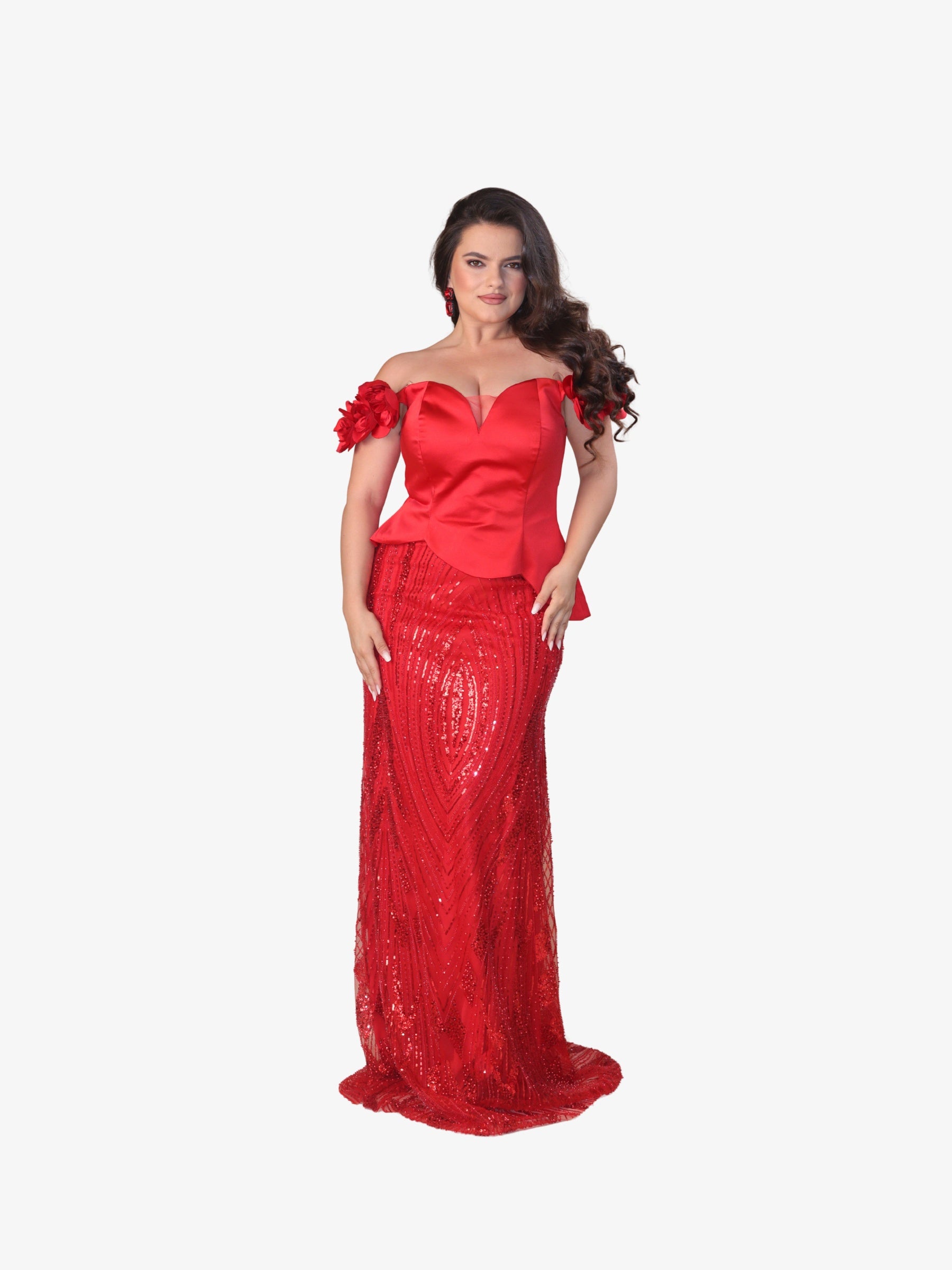 Rochie tip Compleu Elegant “Margot”, Rosu