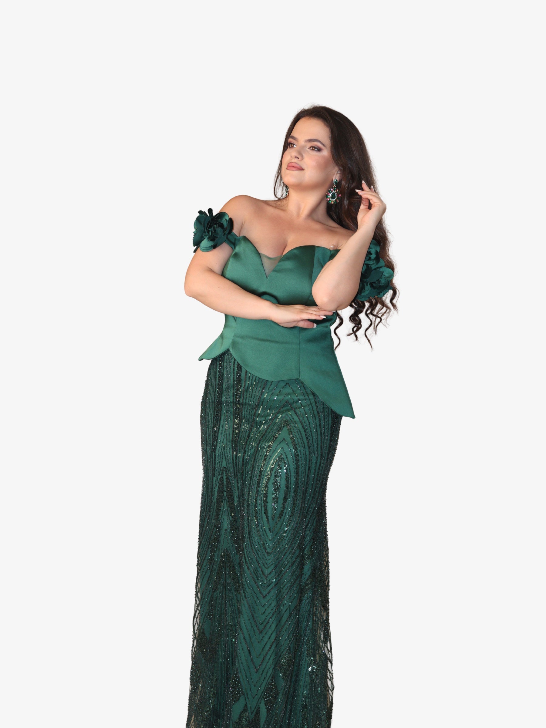 Rochie tip Compleu Elegant “Margot”, Verde