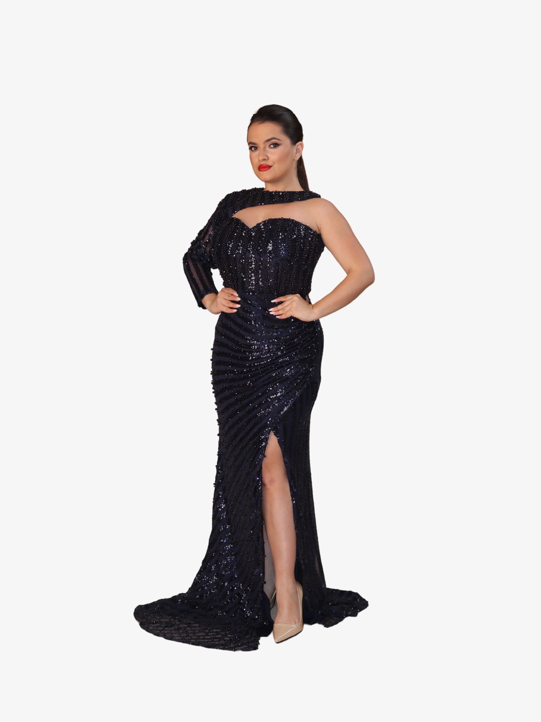 Rochie Lunga "Ingrid", Albastru Inchis